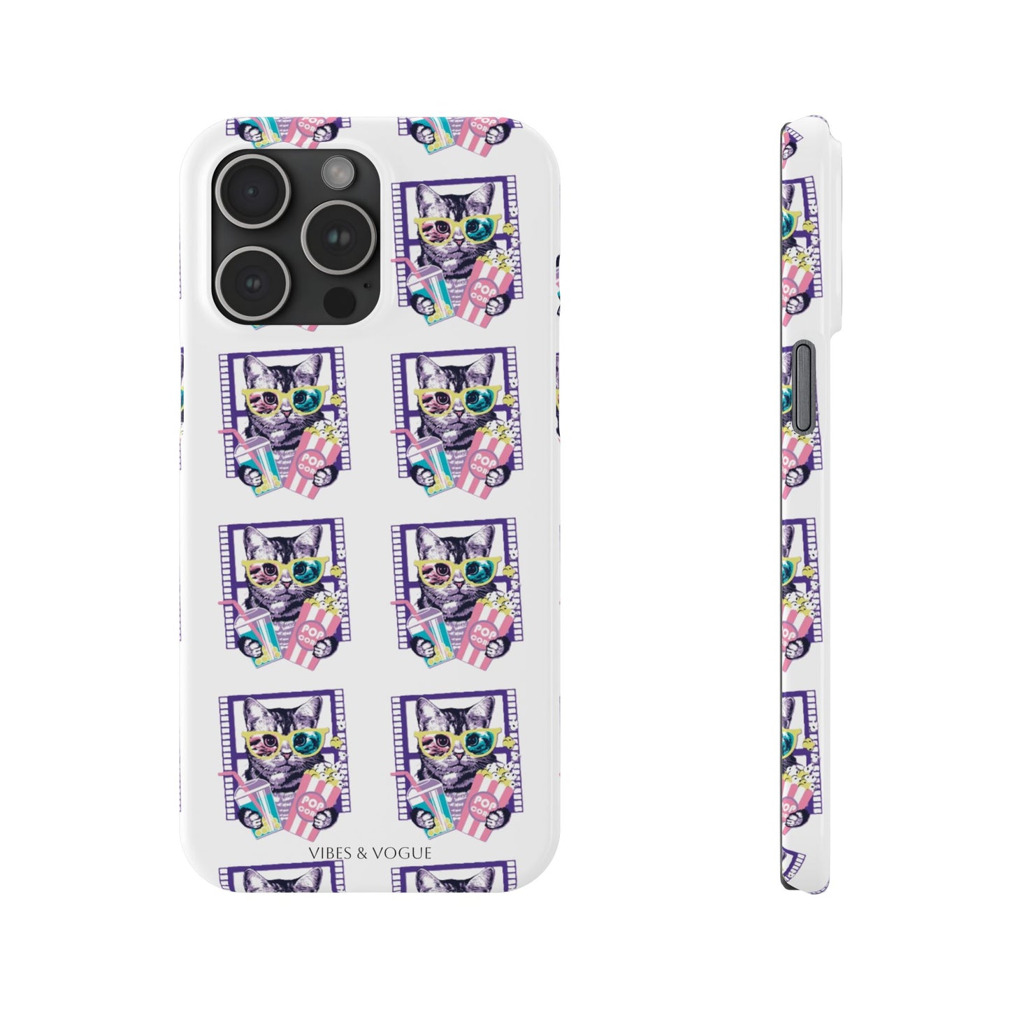 Cat Lover's Slim Phone Cases, Cute Cat Phone Covers, Pet-Themed Accessories, Gifts for Cat Lovers, Vibrant Patterned Cases