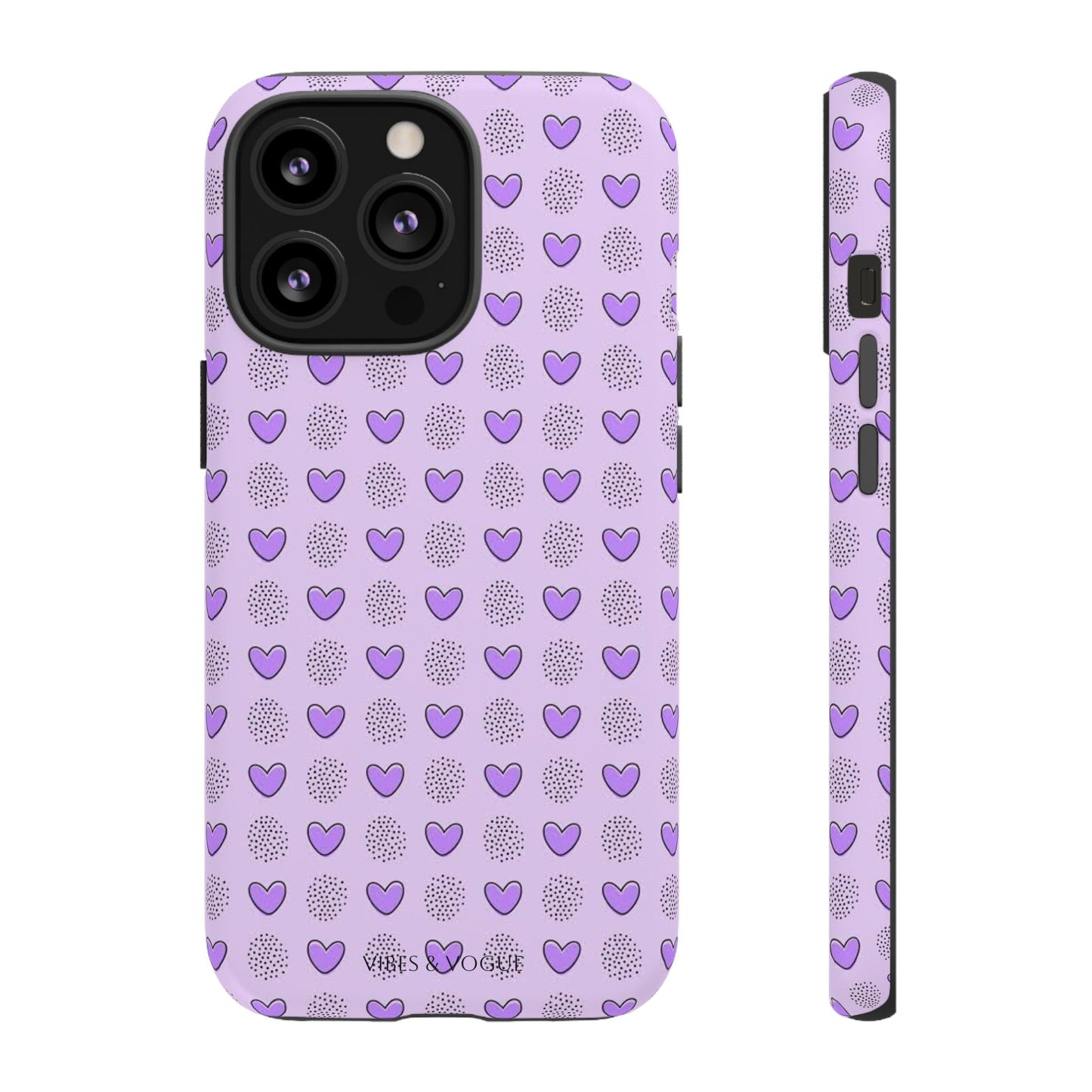 Purple Heart Pattern Phone Case - Tough Cases for a Stylish & Protective Vibe