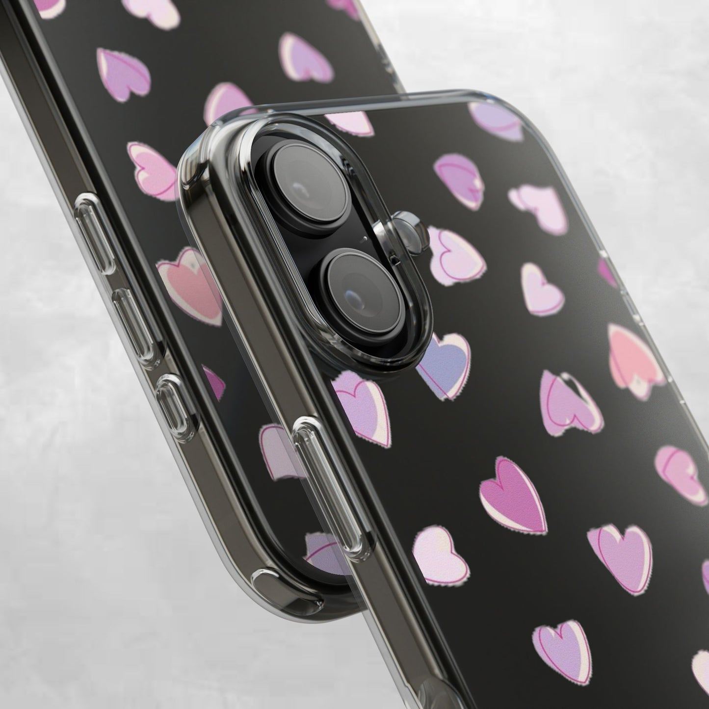 Heart Pattern Clear Case, Cute Phone Cover, Valentine's Day Gift, Trendy Phone Accessory, Love Theme Case