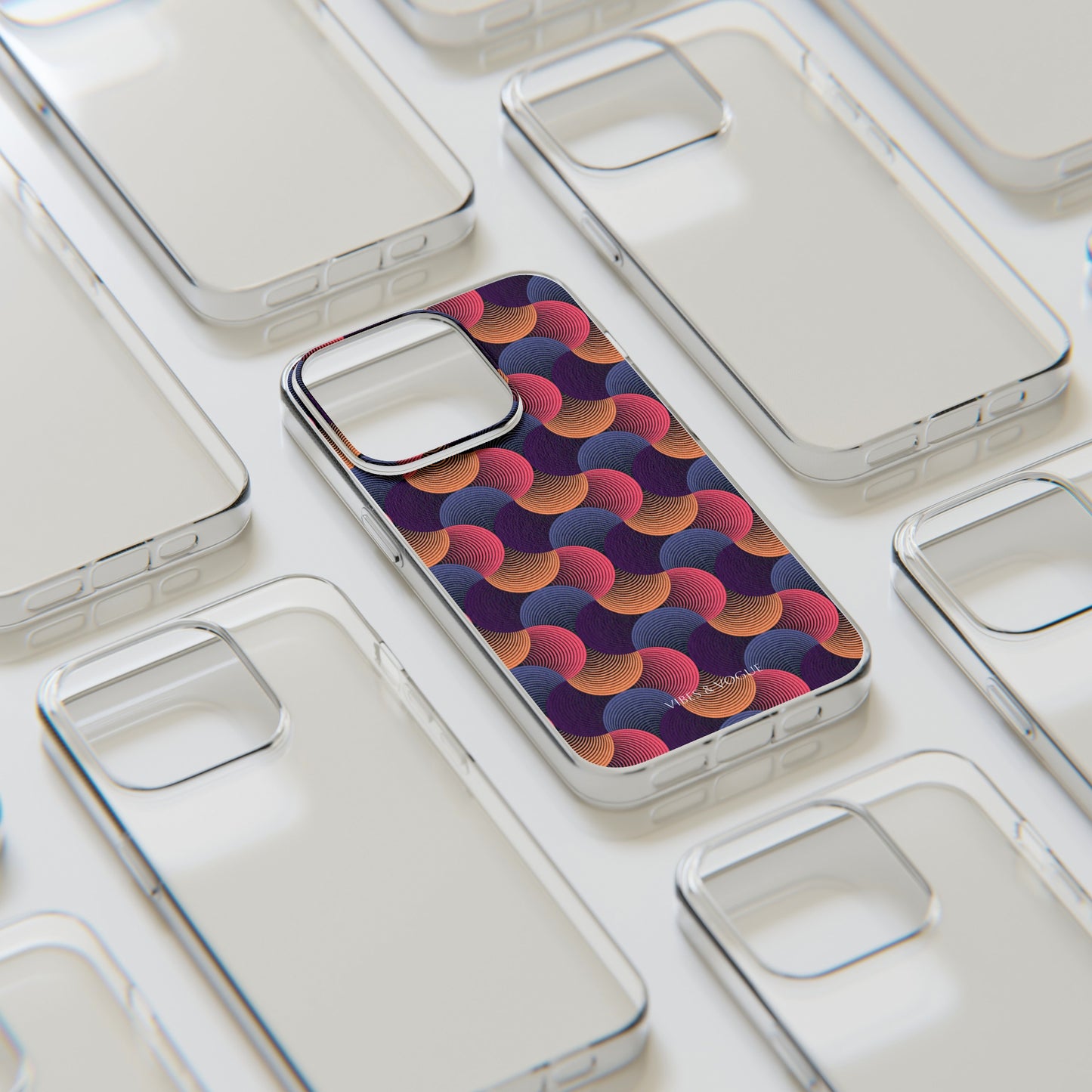 Colorful Retro Wave Clear Silicone Phone Case