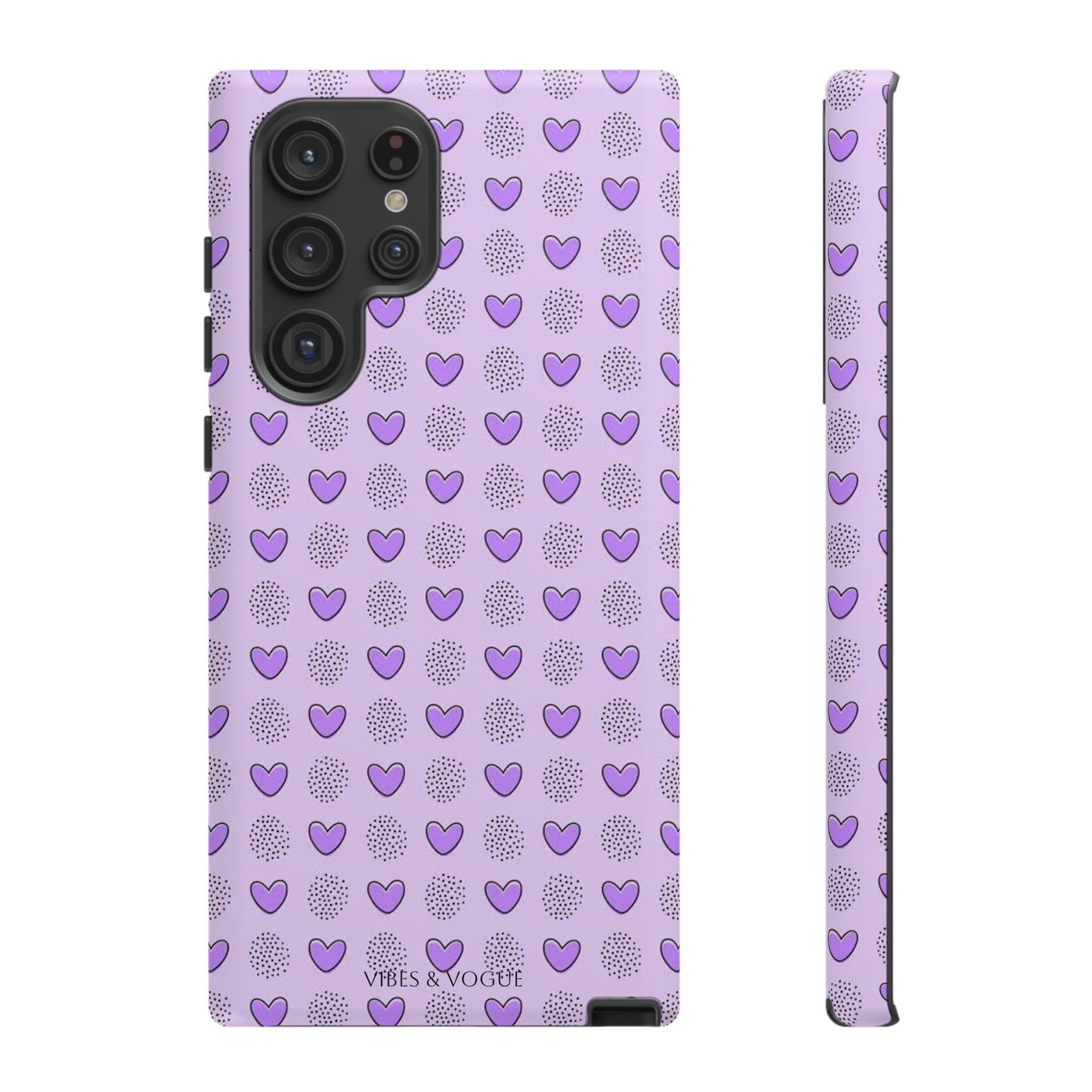 Purple Heart Pattern Phone Case - Tough Cases for a Stylish & Protective Vibe