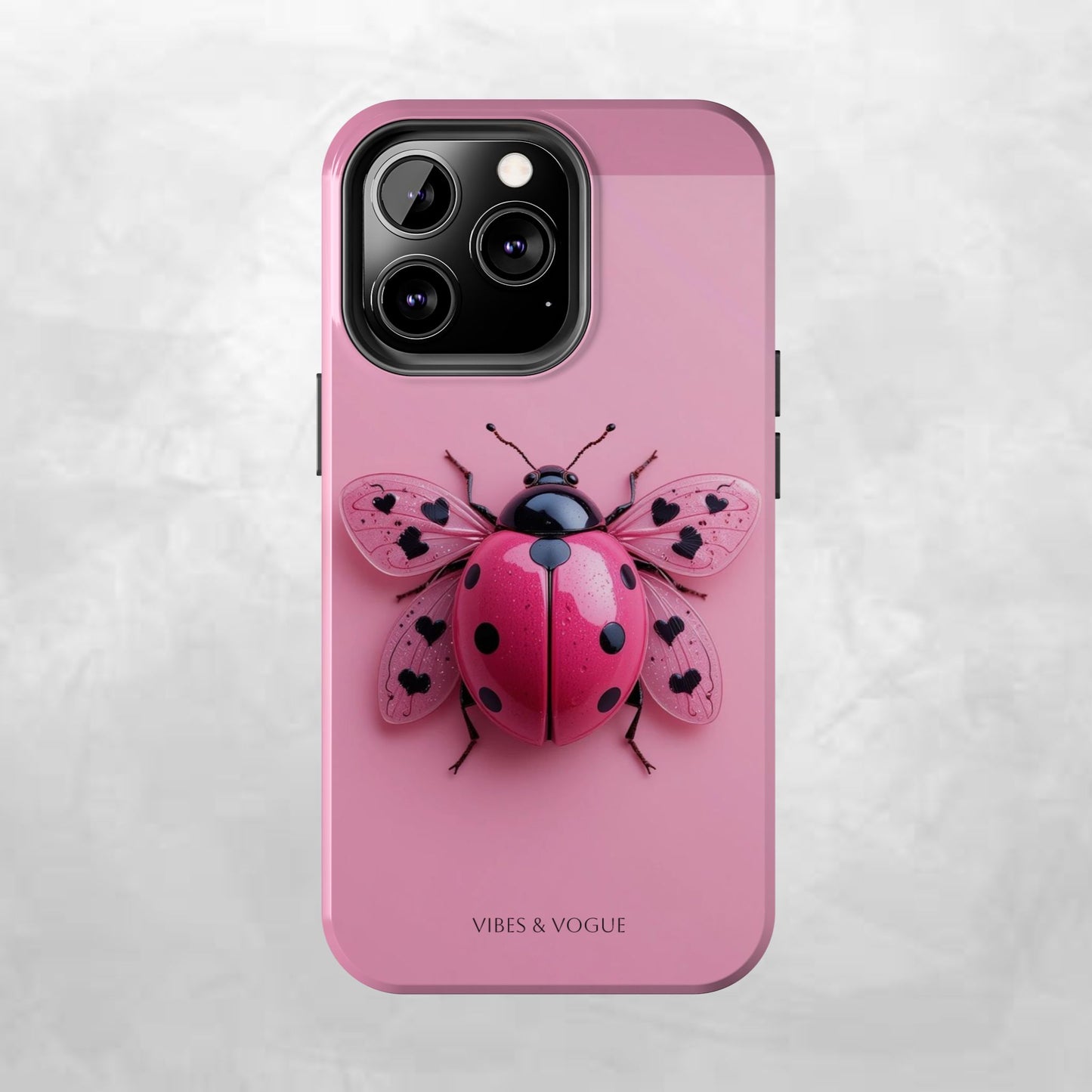 Pink Ladybug Tough Phone Case, Cute Phone Cover, Bug Lover Gift, Durable Smartphone Shell, Protective Tech Accessory