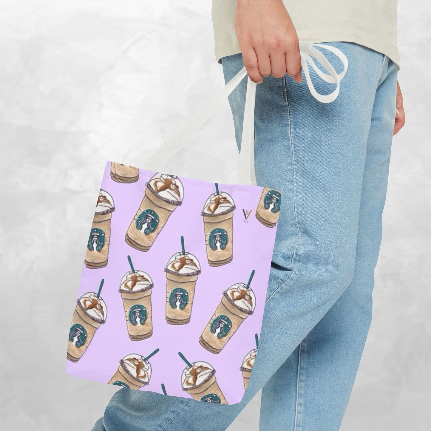 Starbucks Frappuccino Tote Bag, Coffee Lover's Shopping Bag, Perfect for Gift, Reusable Grocery Bag, Cute Beach Bag, Eco-Friendly Tote