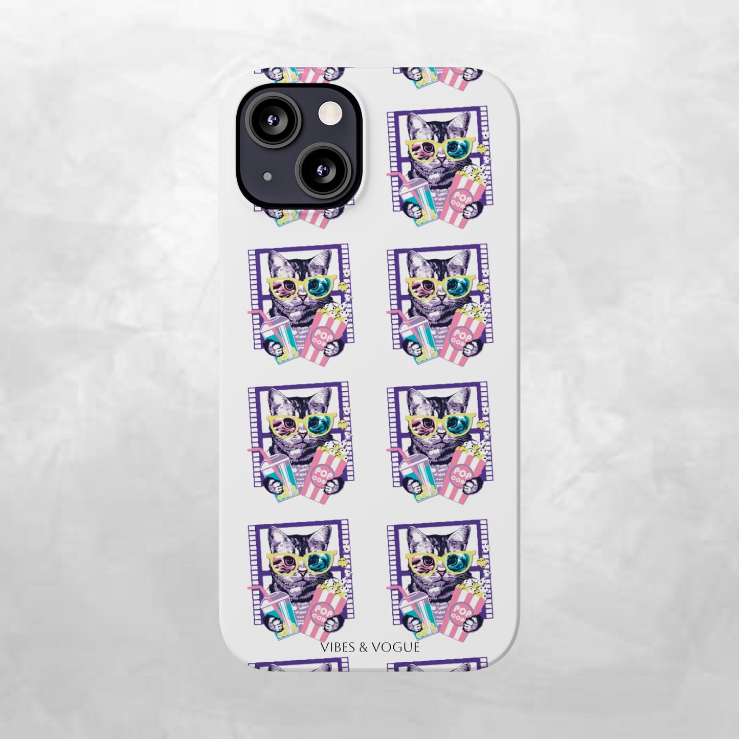 Cat Lover's Slim Phone Cases, Cute Cat Phone Covers, Pet-Themed Accessories, Gifts for Cat Lovers, Vibrant Patterned Cases