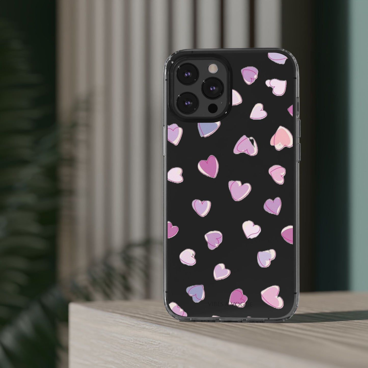 Heart Pattern Clear Case, Cute Phone Cover, Valentine's Day Gift, Trendy Phone Accessory, Love Theme Case