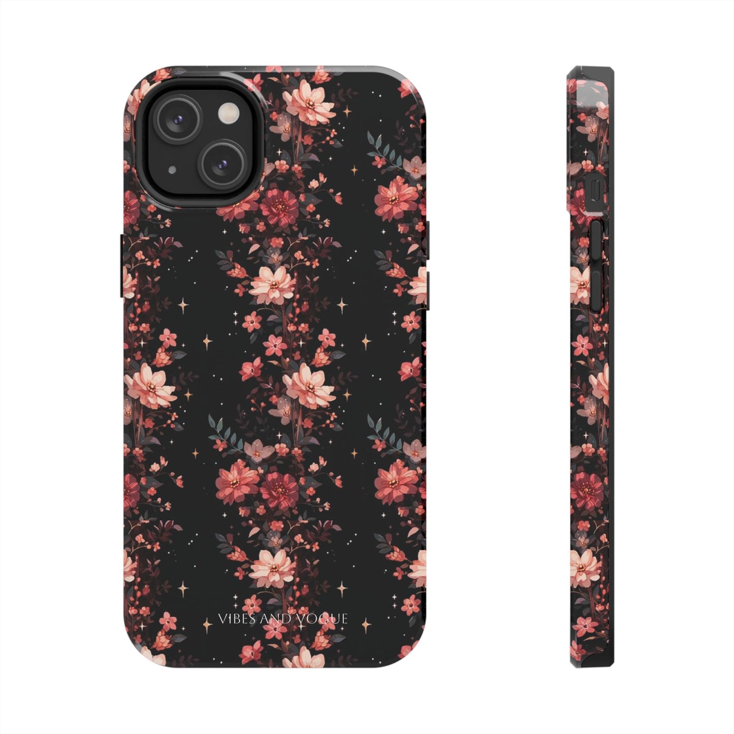 Floral Galaxy Phone Case – Dark Pink Blossom Tough Protective Case
