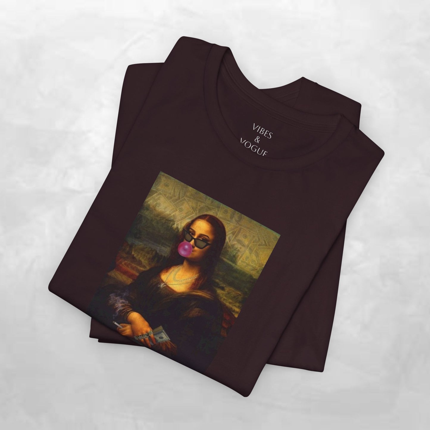 Mona Lisa Fun Tee, Artistic Short Sleeve Tee, Unique Graphic T-Shirt, Trendy Art Shirt, Gift for Art Lovers