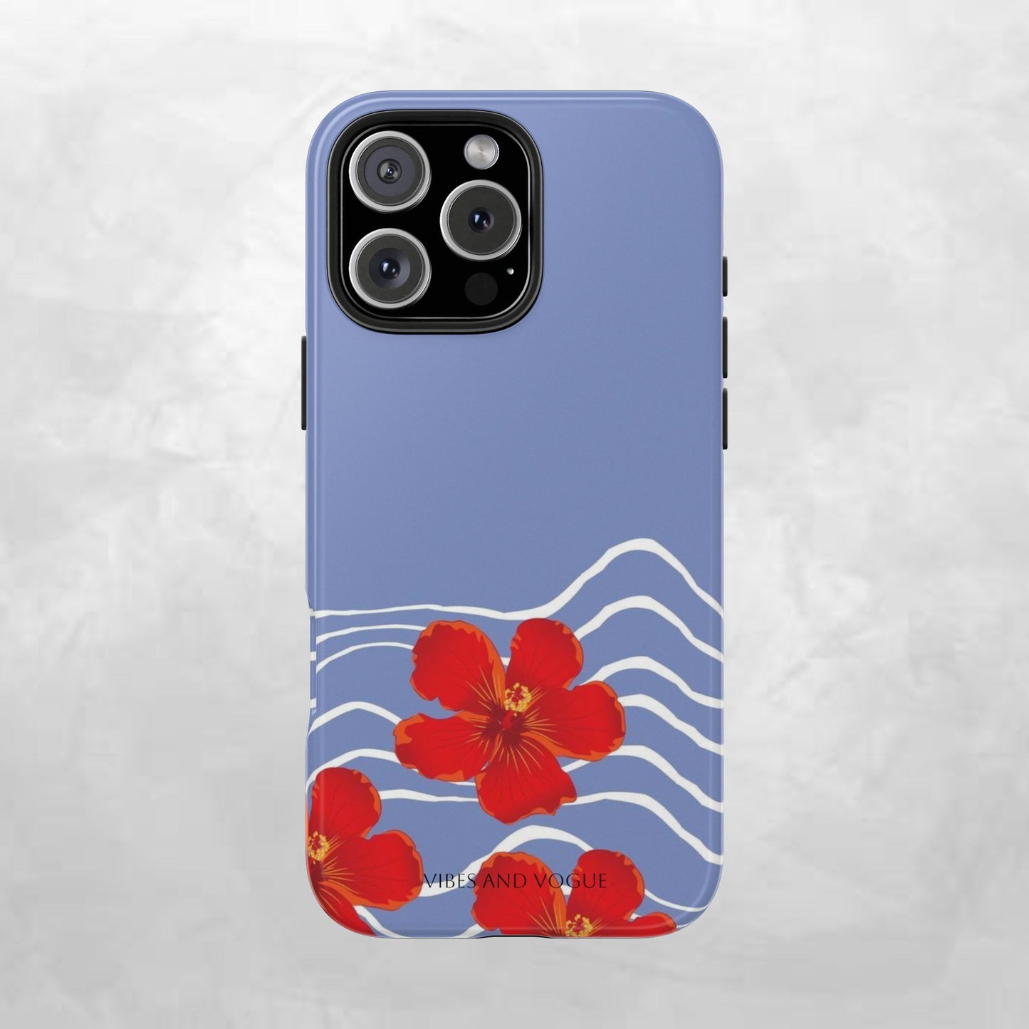 Tough Phone Case — Red Hibiscus Waves (Durable Protective Phone Cover)