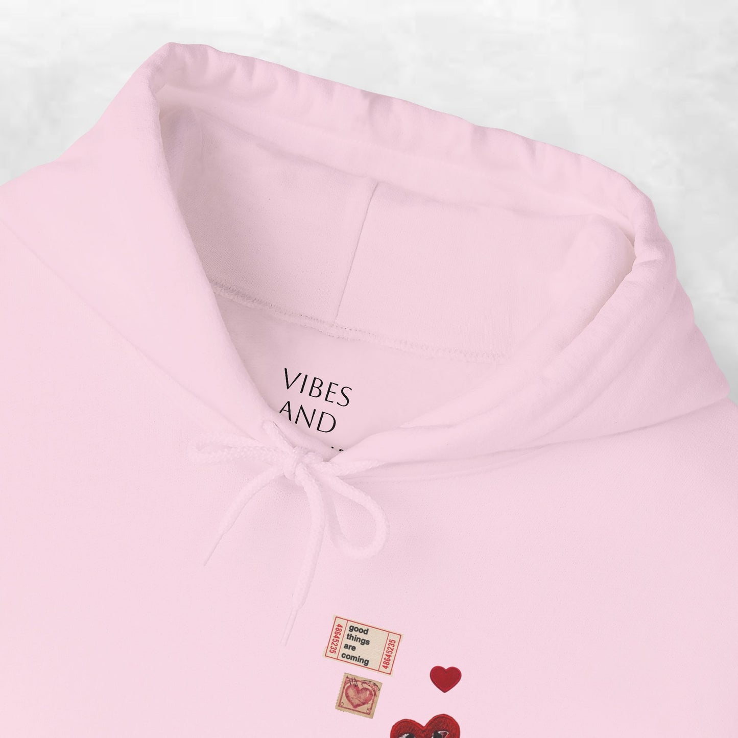 Hoodie — Tiny Vintage Valentine Hearts Chest Print