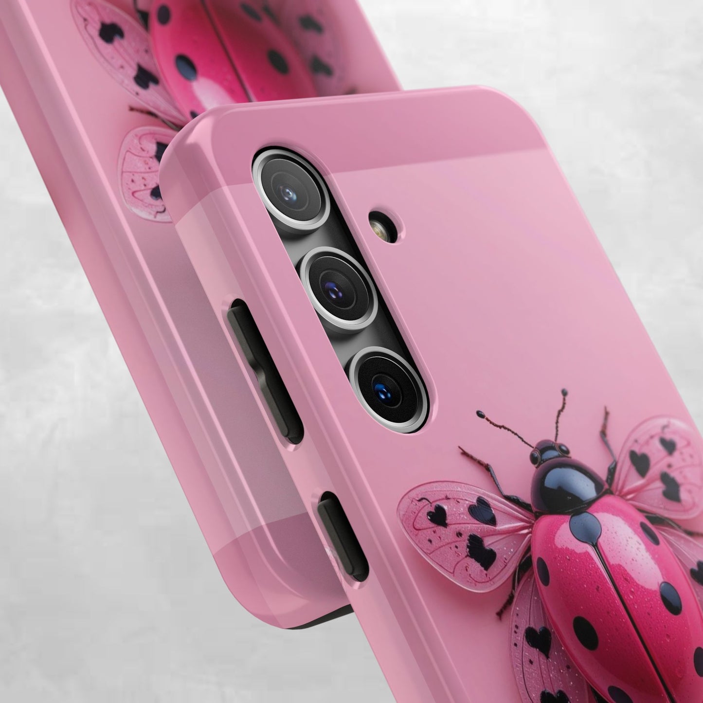 Pink Ladybug Tough Phone Case, Cute Phone Cover, Bug Lover Gift, Durable Smartphone Shell, Protective Tech Accessory