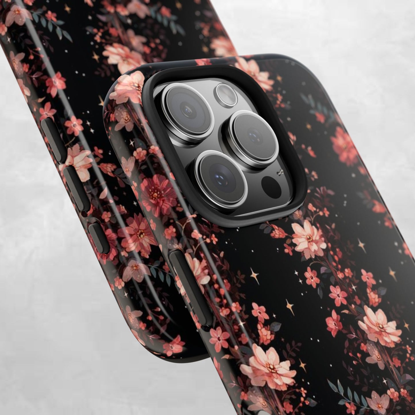 Floral Galaxy Phone Case – Dark Pink Blossom Tough Protective Case