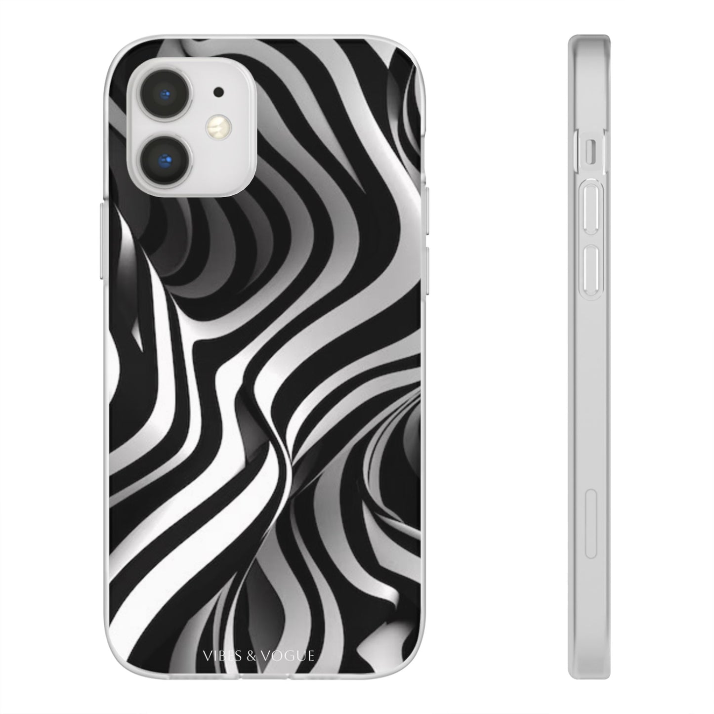 Stylish Phone Cases, Trendy Flexi Cases for iPhone, Black and White Art Case, Gifts for Him/Her, Phone Accessories, Unique Design