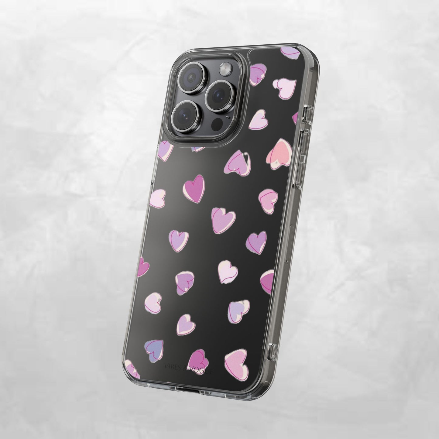 Heart Pattern Clear Case, Cute Phone Cover, Valentine's Day Gift, Trendy Phone Accessory, Love Theme Case