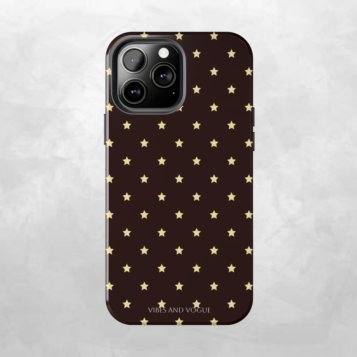 Star Pattern Tough Phone Case — Gold Stars on Chocolate Brown