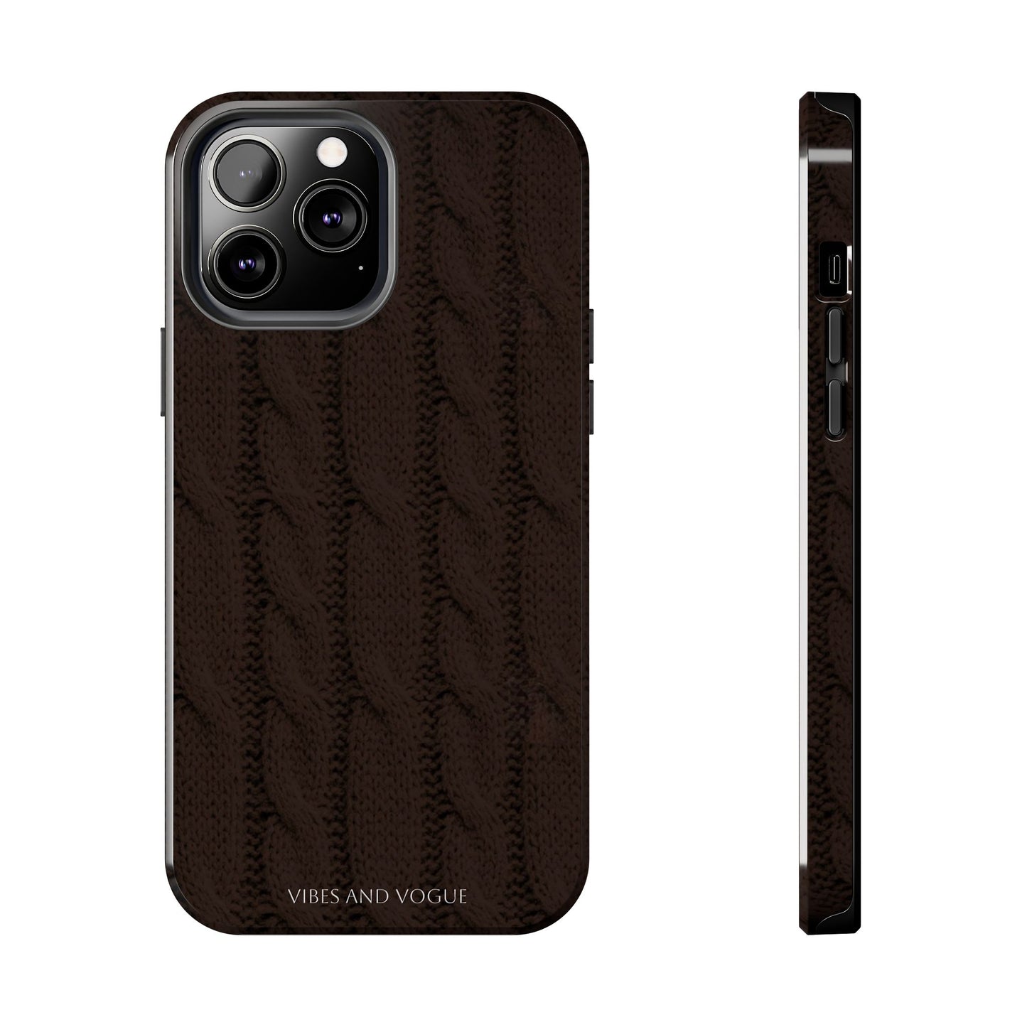 Cable Knit Chocolate Tough Phone Case — Vibes and Vogue Protective Cover