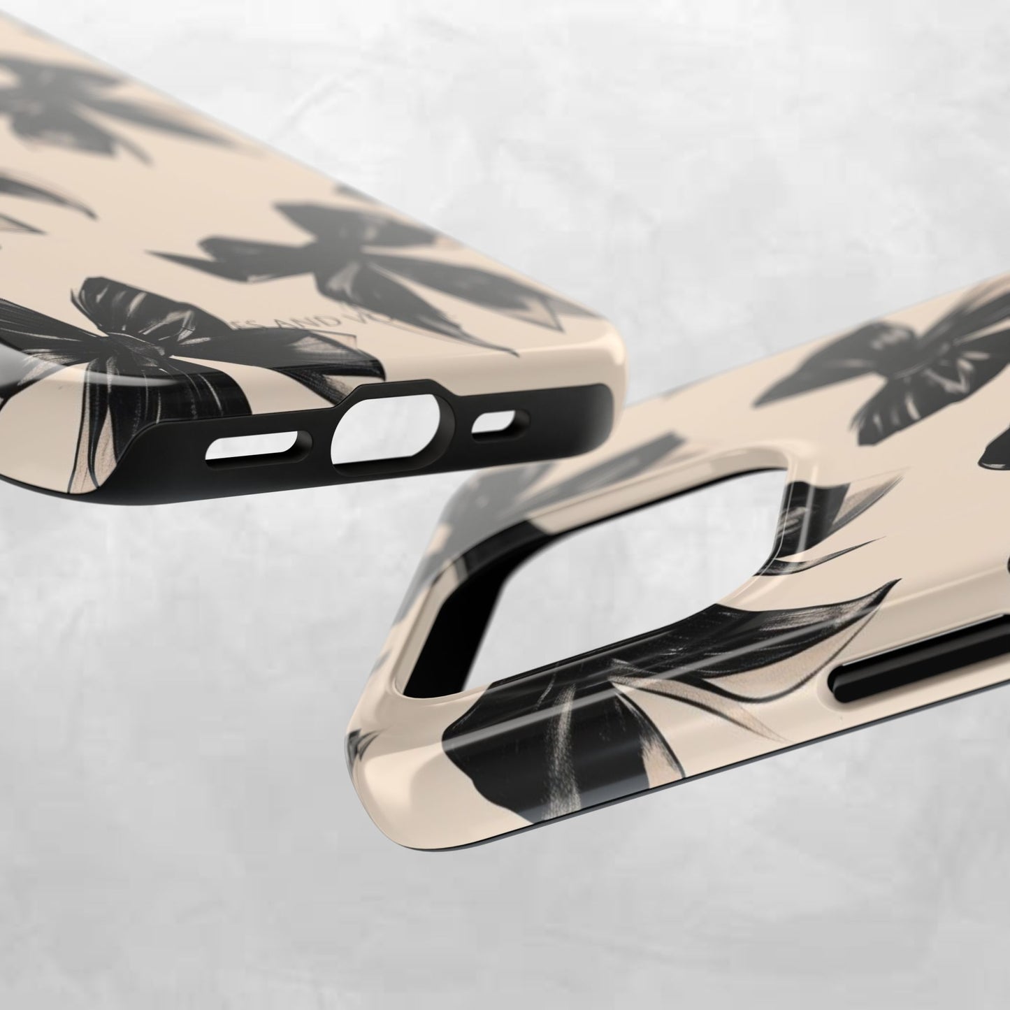 Tough Phone Case — Black Bow Pattern on Nude Background