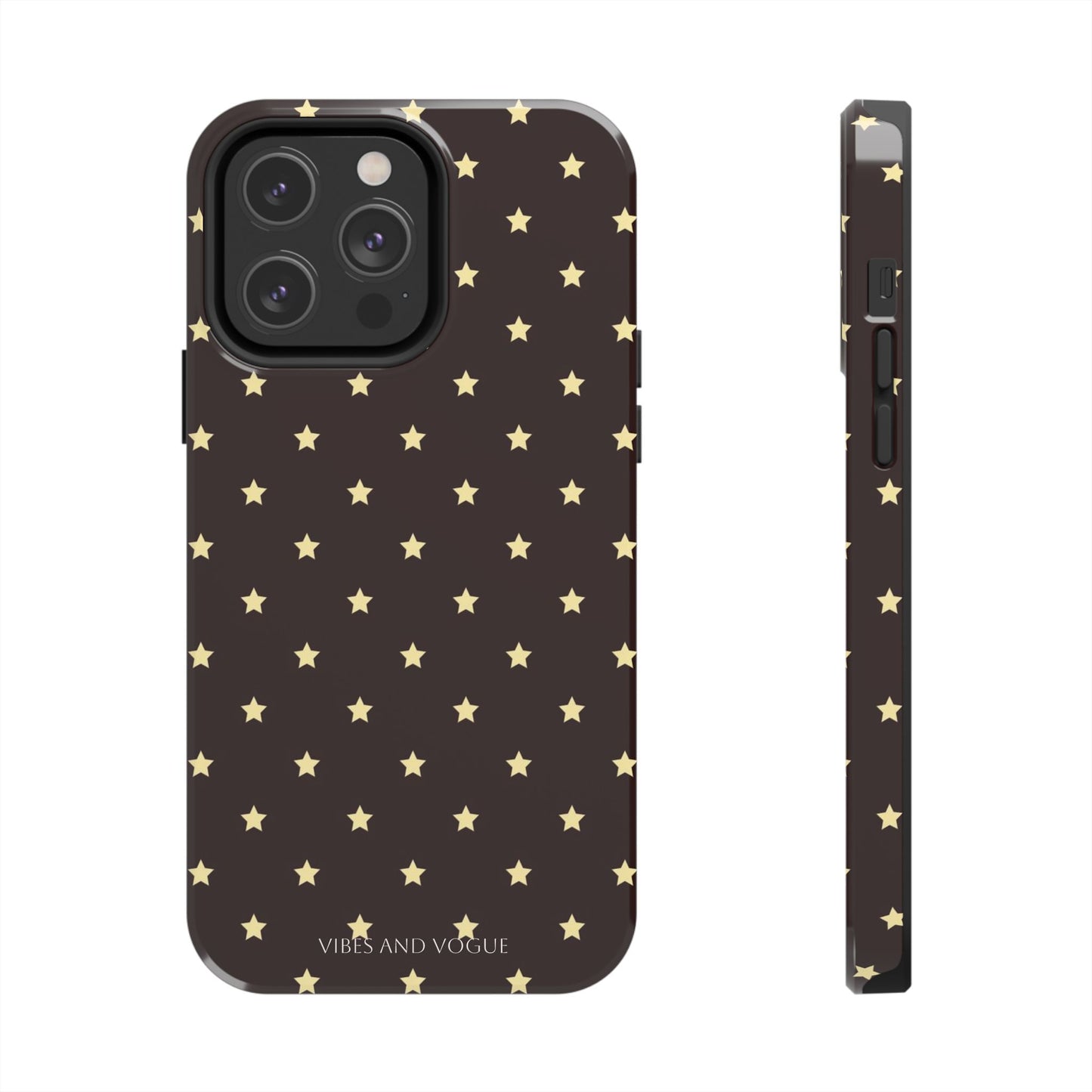 Star Pattern Tough Phone Case — Gold Stars on Chocolate Brown