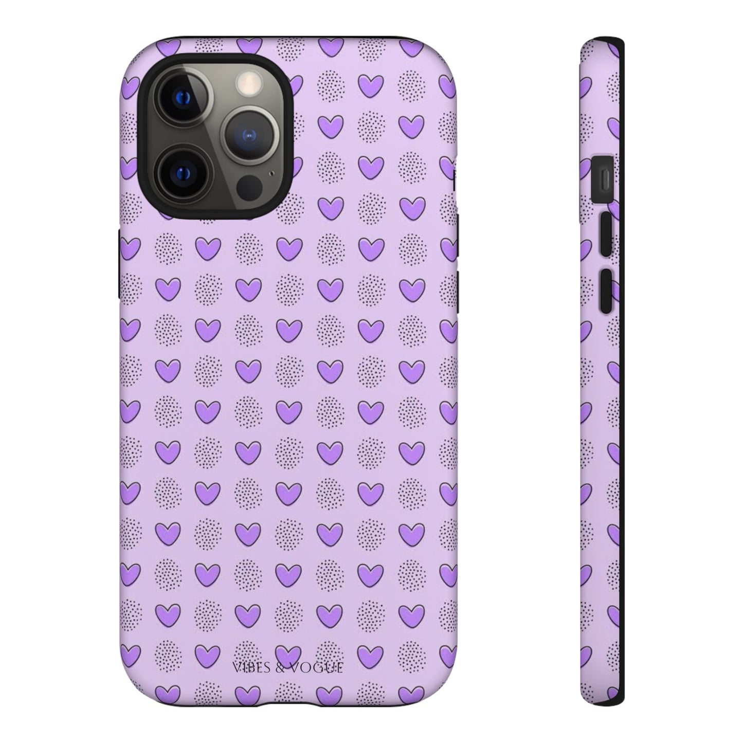 Purple Heart Pattern Phone Case - Tough Cases for a Stylish & Protective Vibe