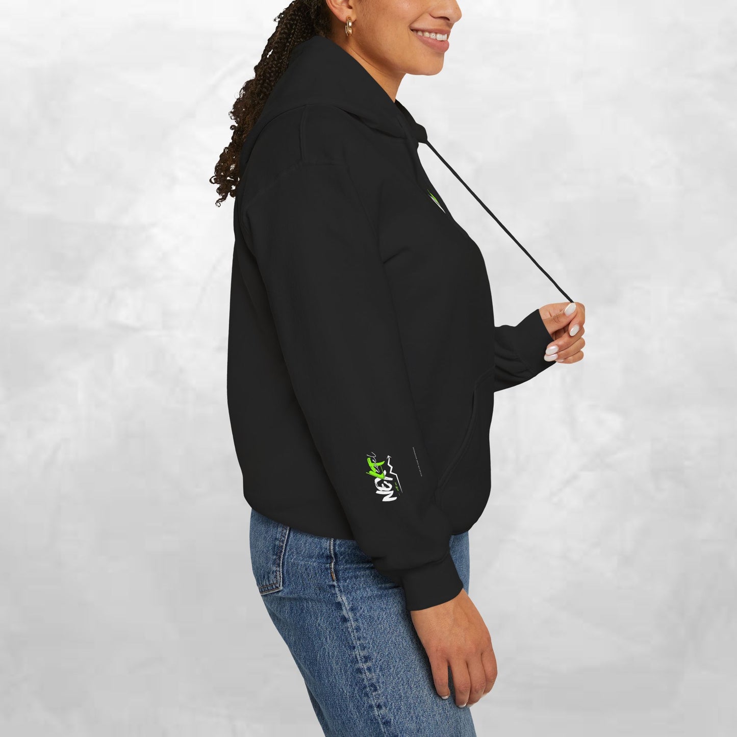 Next Wave Hoodie — Black Streetwear Hoodie with Neon Green Graphic