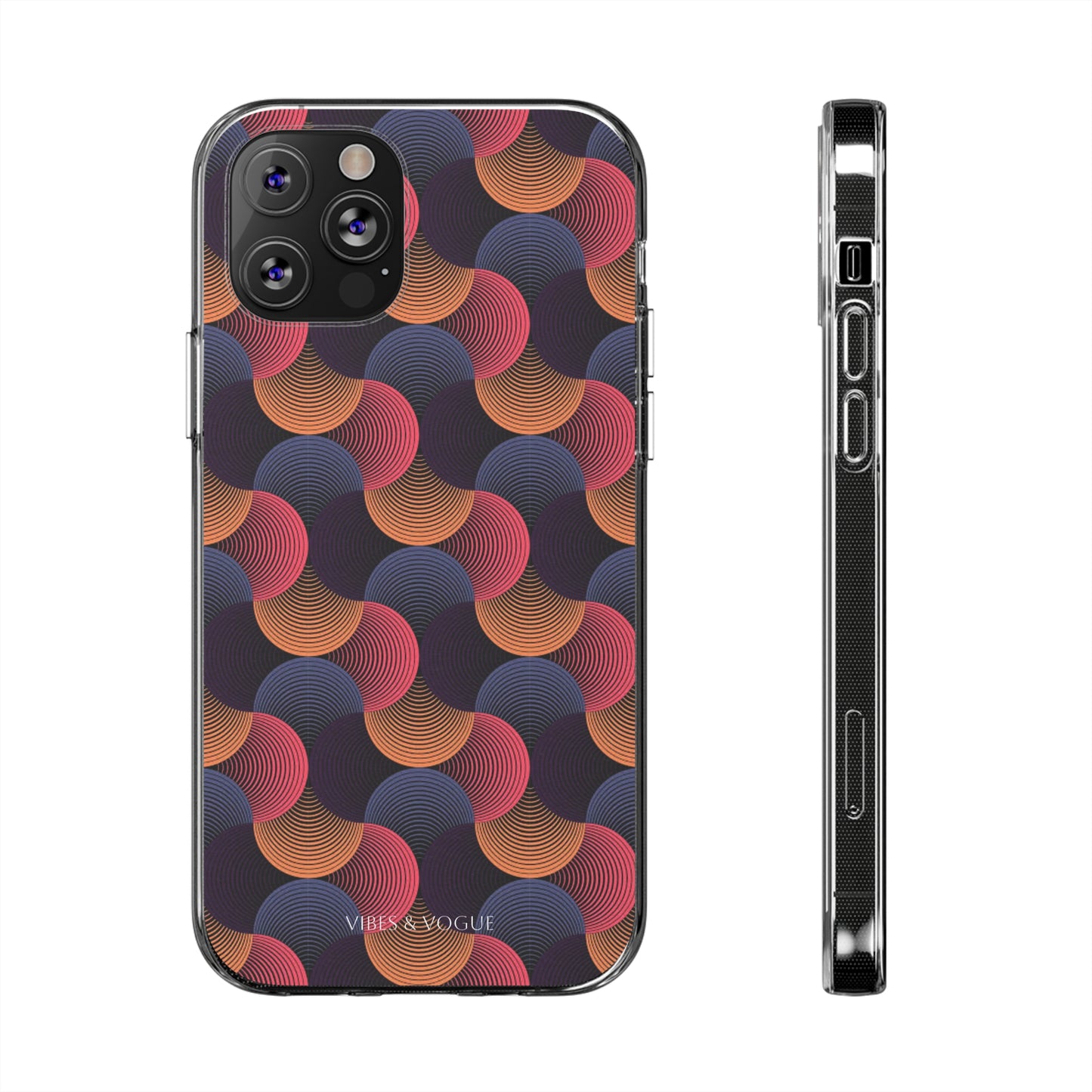 Colorful Retro Wave Clear Silicone Phone Case