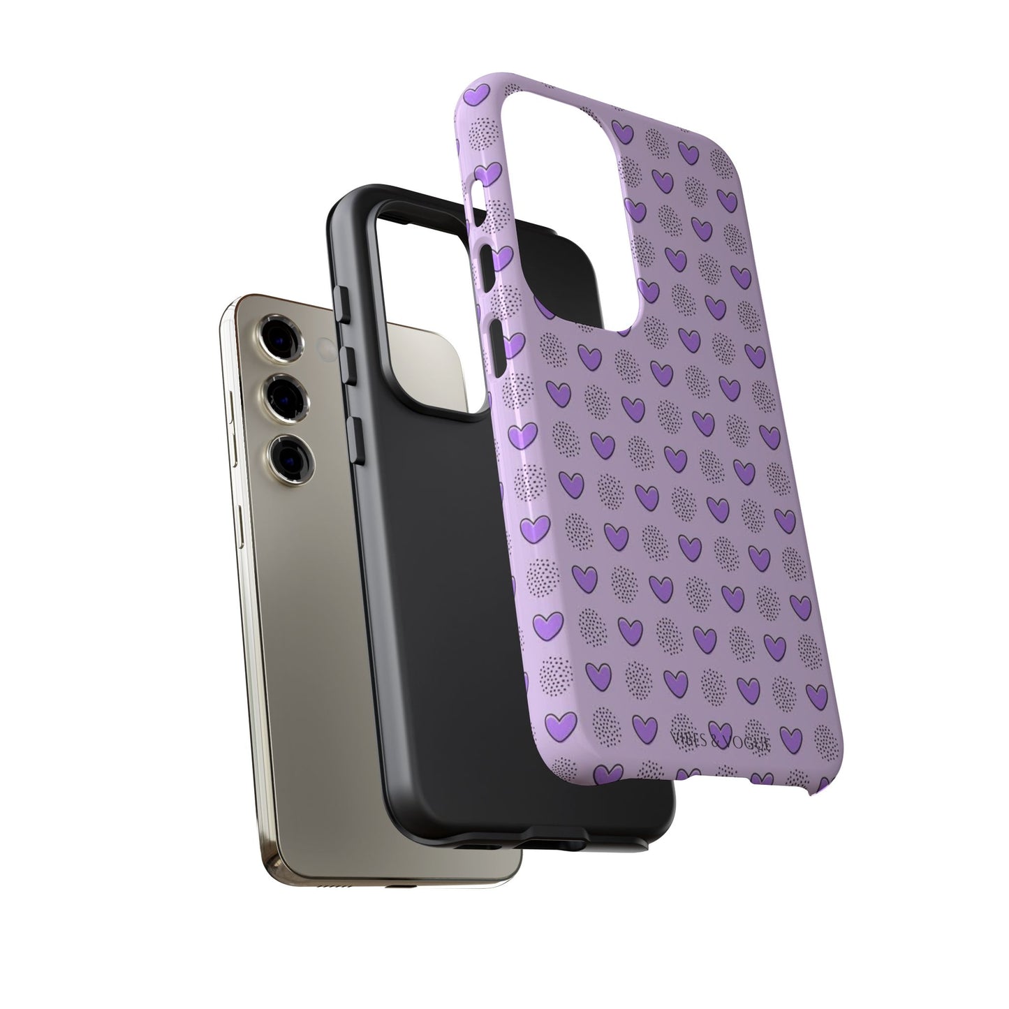 Purple Heart Pattern Phone Case - Tough Cases for a Stylish & Protective Vibe