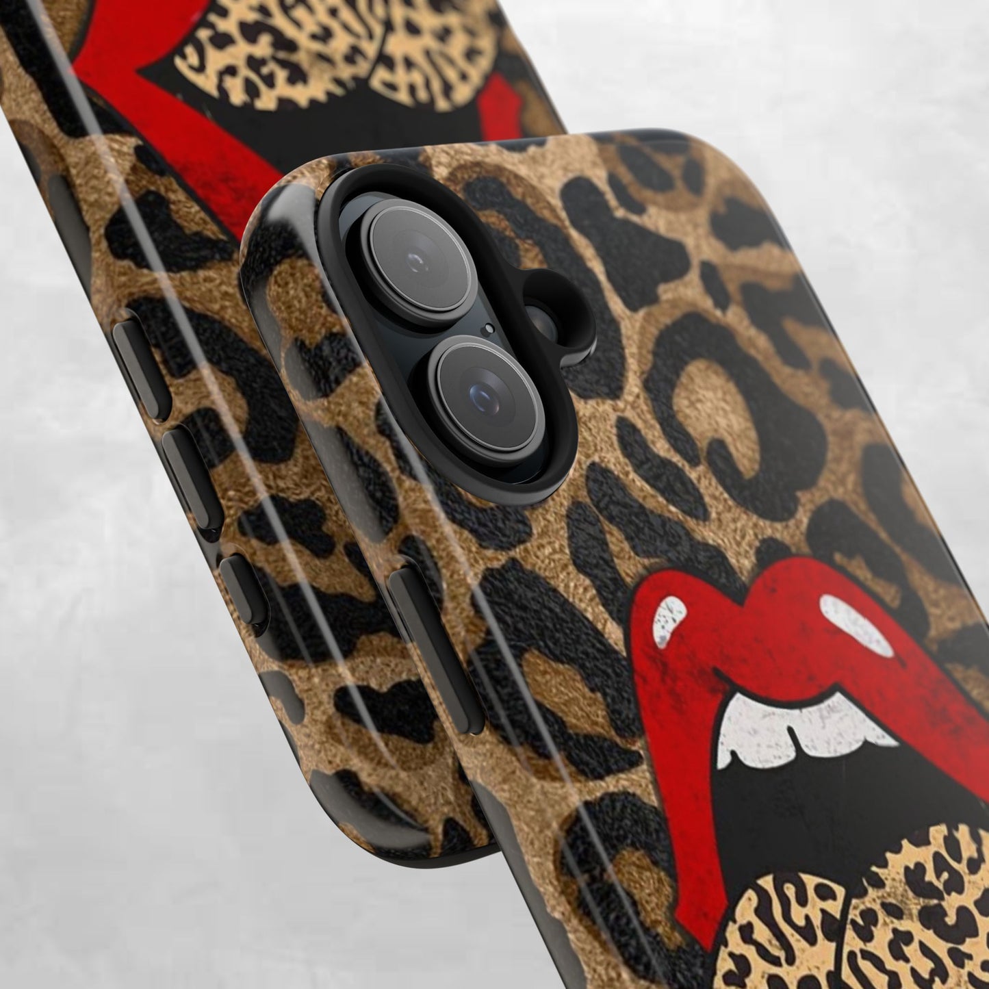 Leopard Lip Tough Phone Case — Bold Animal Print Phone Cover