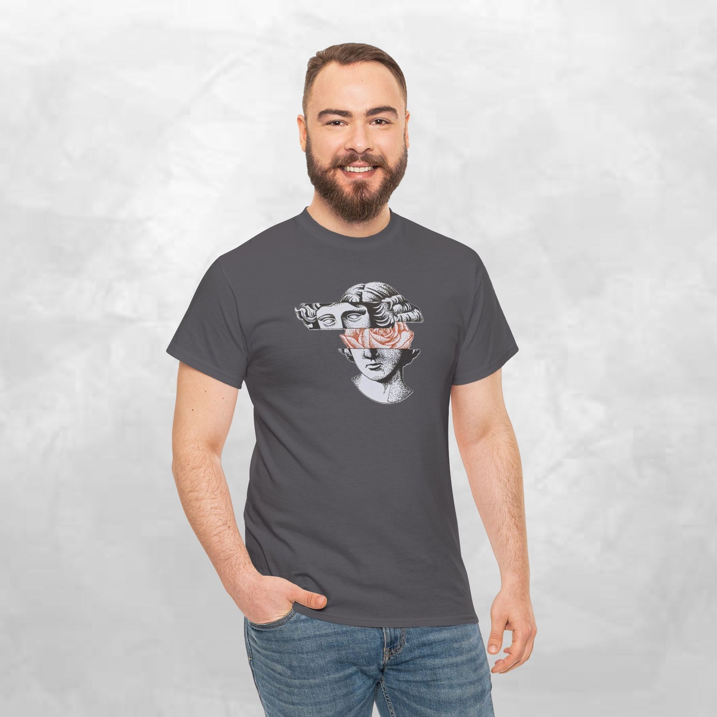 Artistic Unisex Heavy Cotton Tee – Abstract Face Design