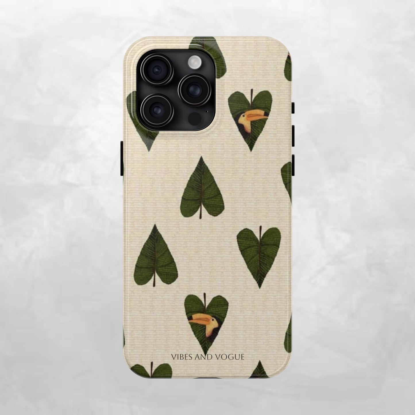 Tough Phone Case — Green Leaf Heart Pattern Tough Phone Case (Vibes and Vogue)