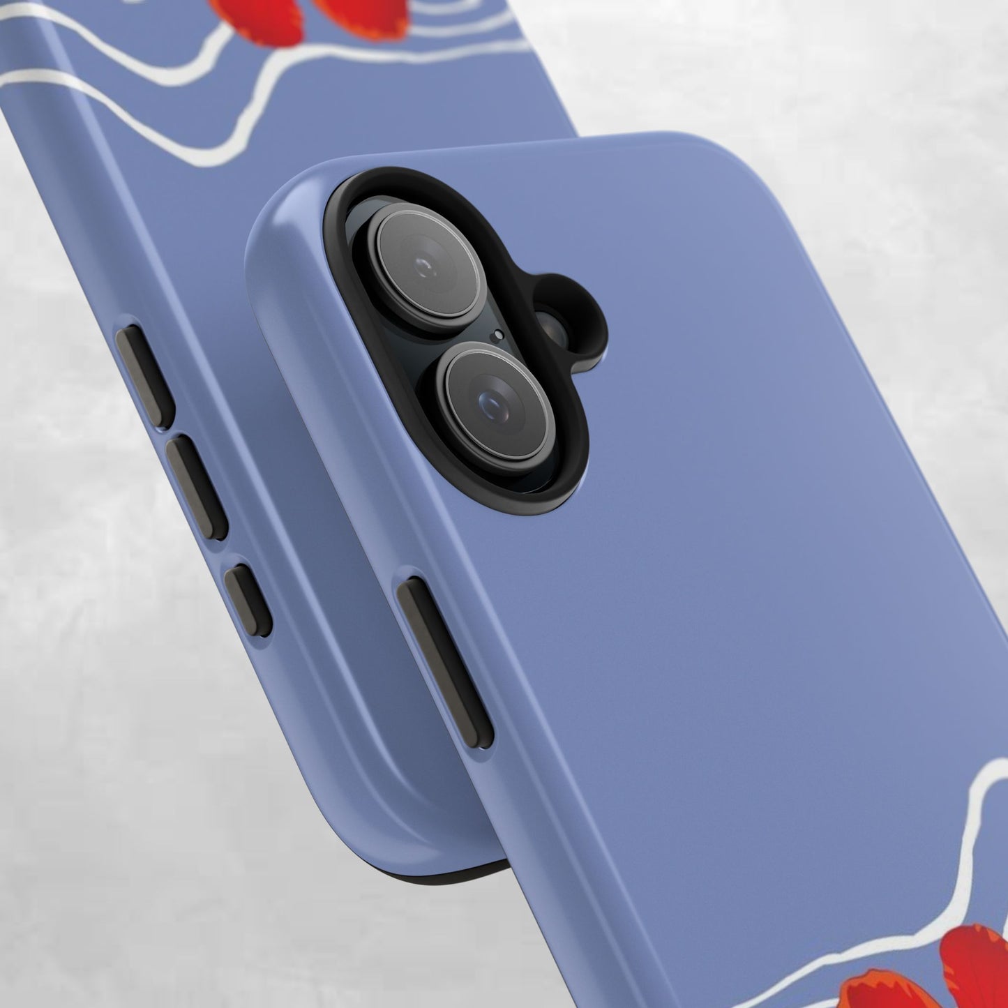 Tough Phone Case — Red Hibiscus Waves (Durable Protective Phone Cover)