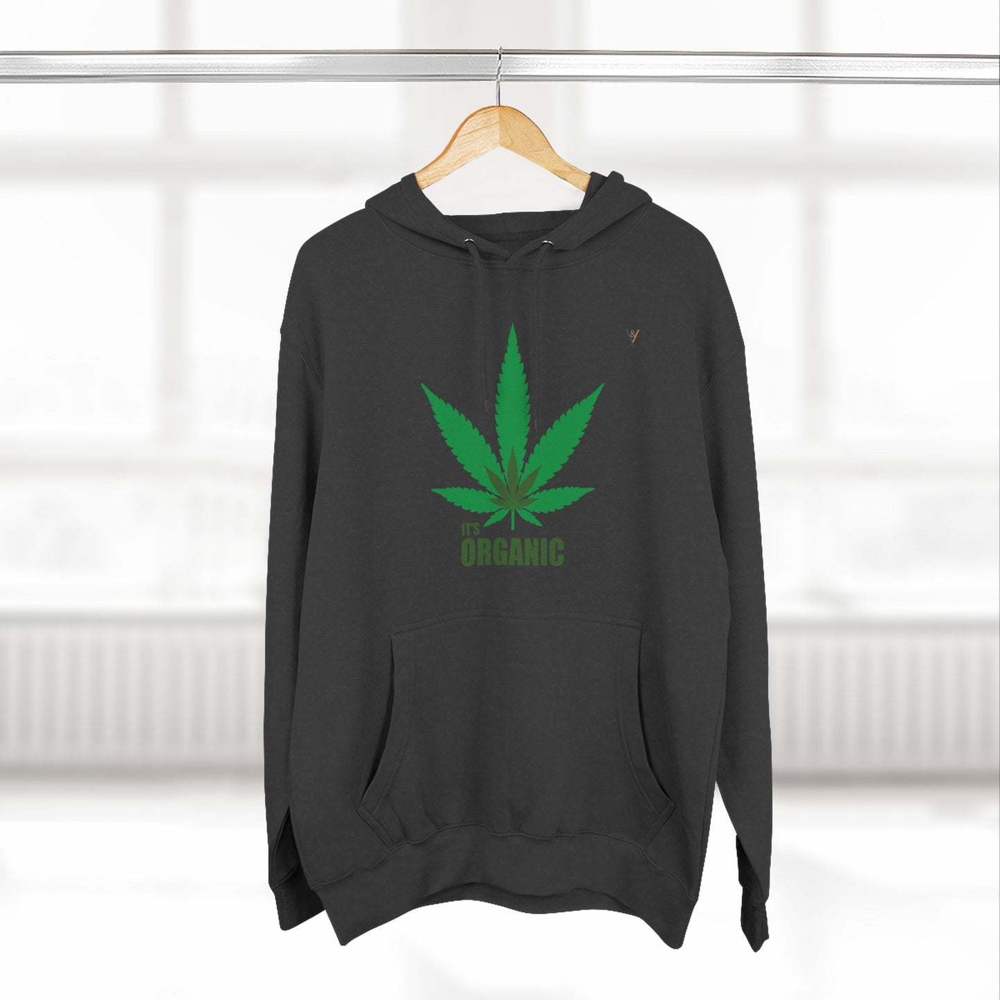 Organic Hemp Leaf Fleece Hoodie - Eco-Friendly Cannabis Apparel