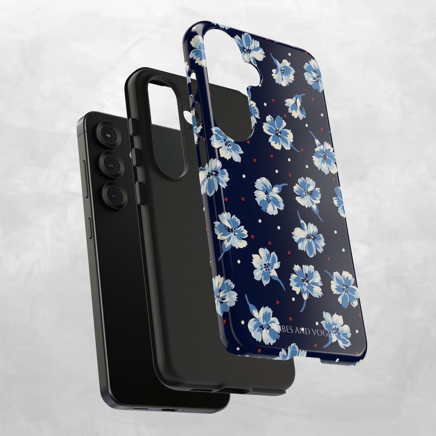 Floral Navy Tough Phone Case — Blue Blossom Protective Phone Cover