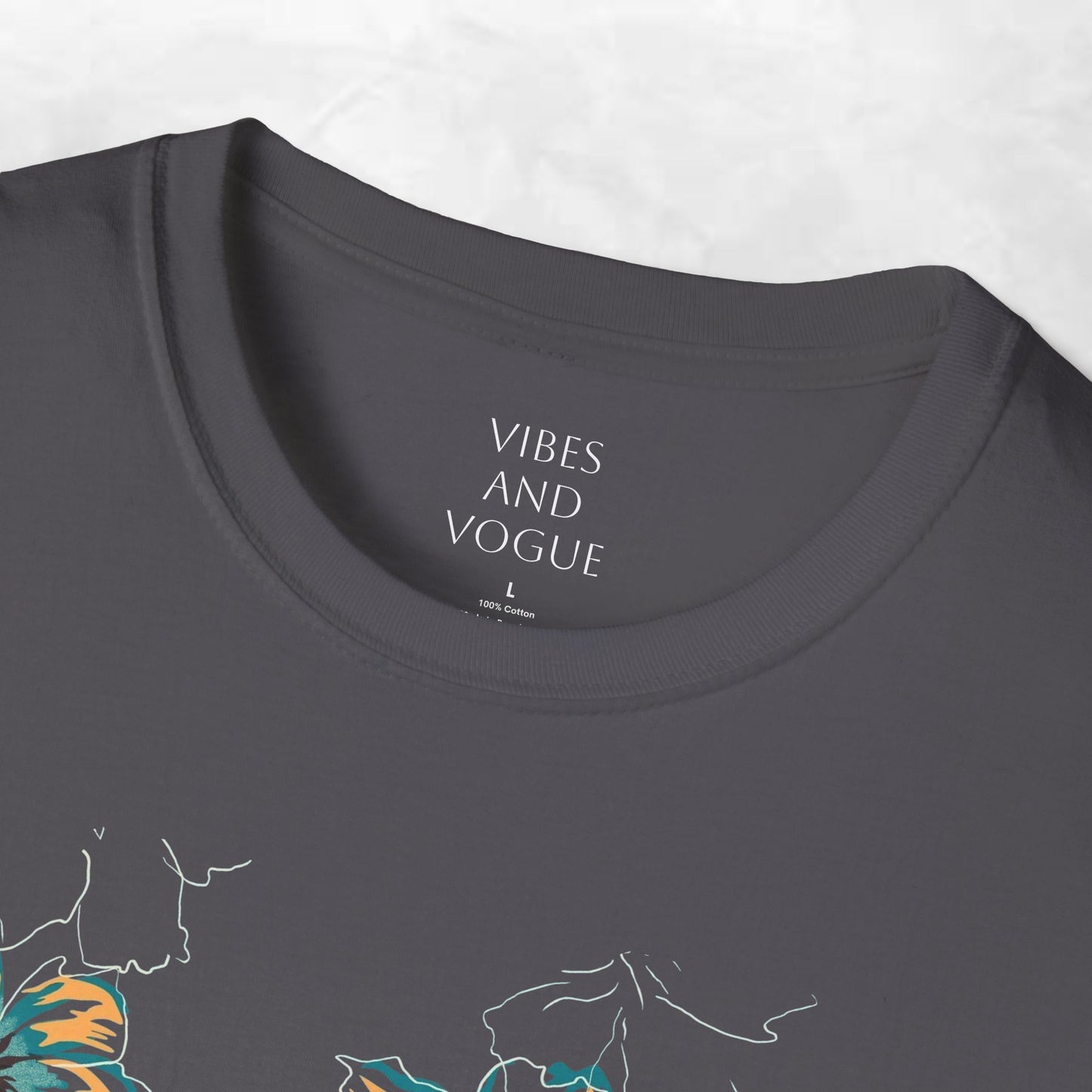 Floral Watercolor Tee — Teal & Gold Blossom Graphic T-Shirt