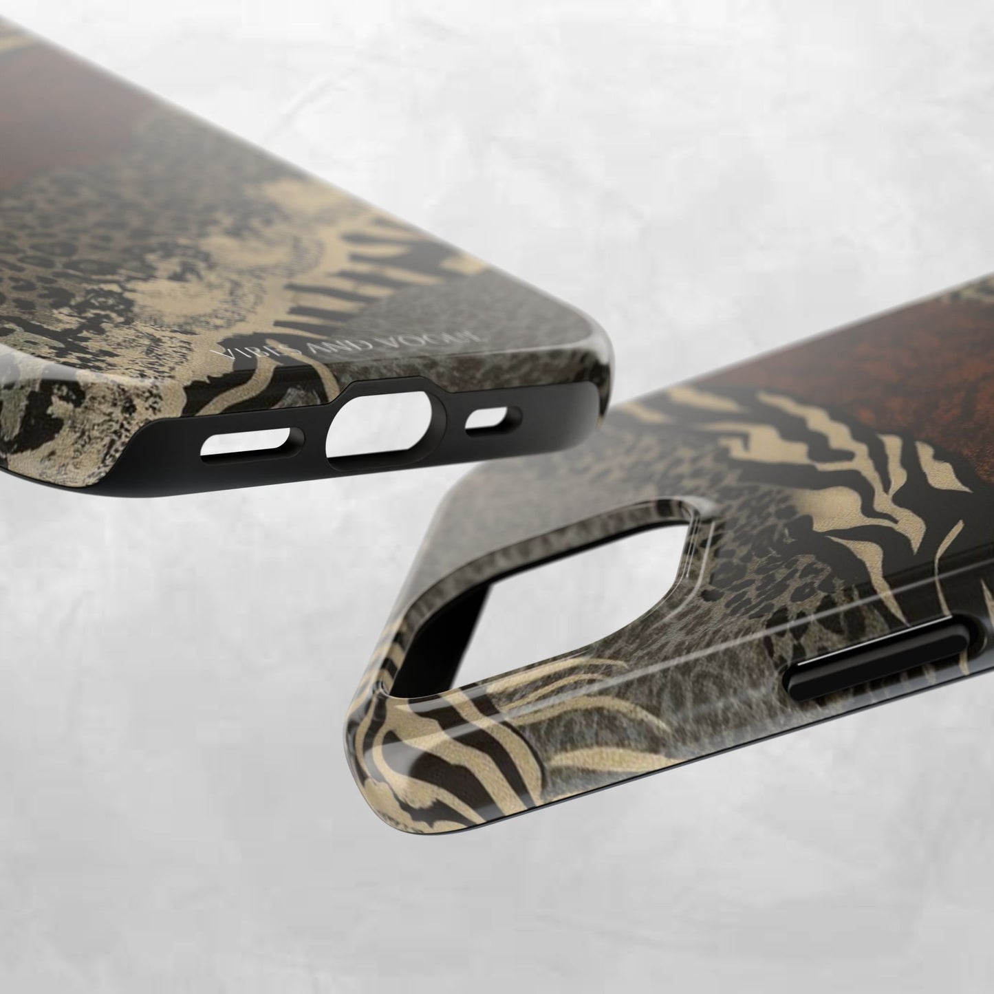 Safari Patchwork Tough Phone Case — Brown Leopard & Zebra Animal Print