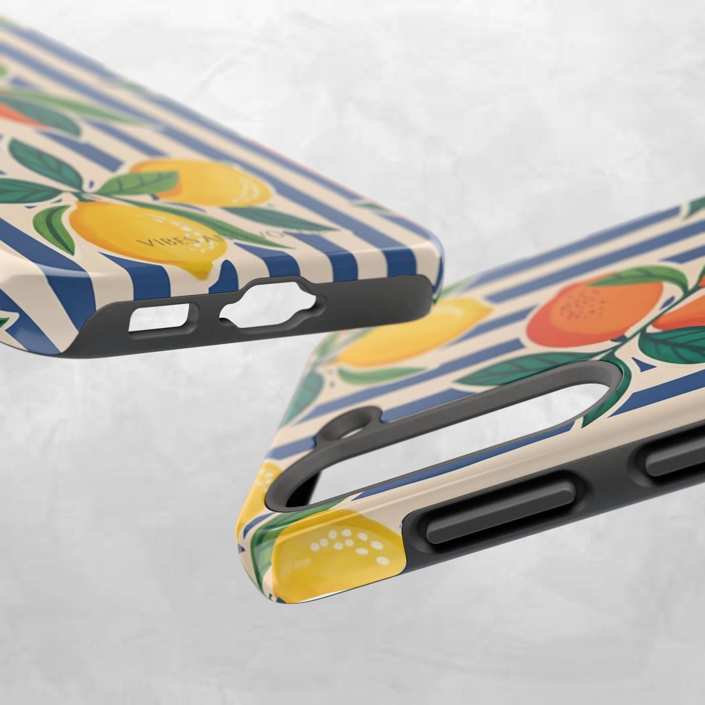 Lemon & Orange Stripe Tough Phone Case — Vibrant Citrus Pattern Protective Cover