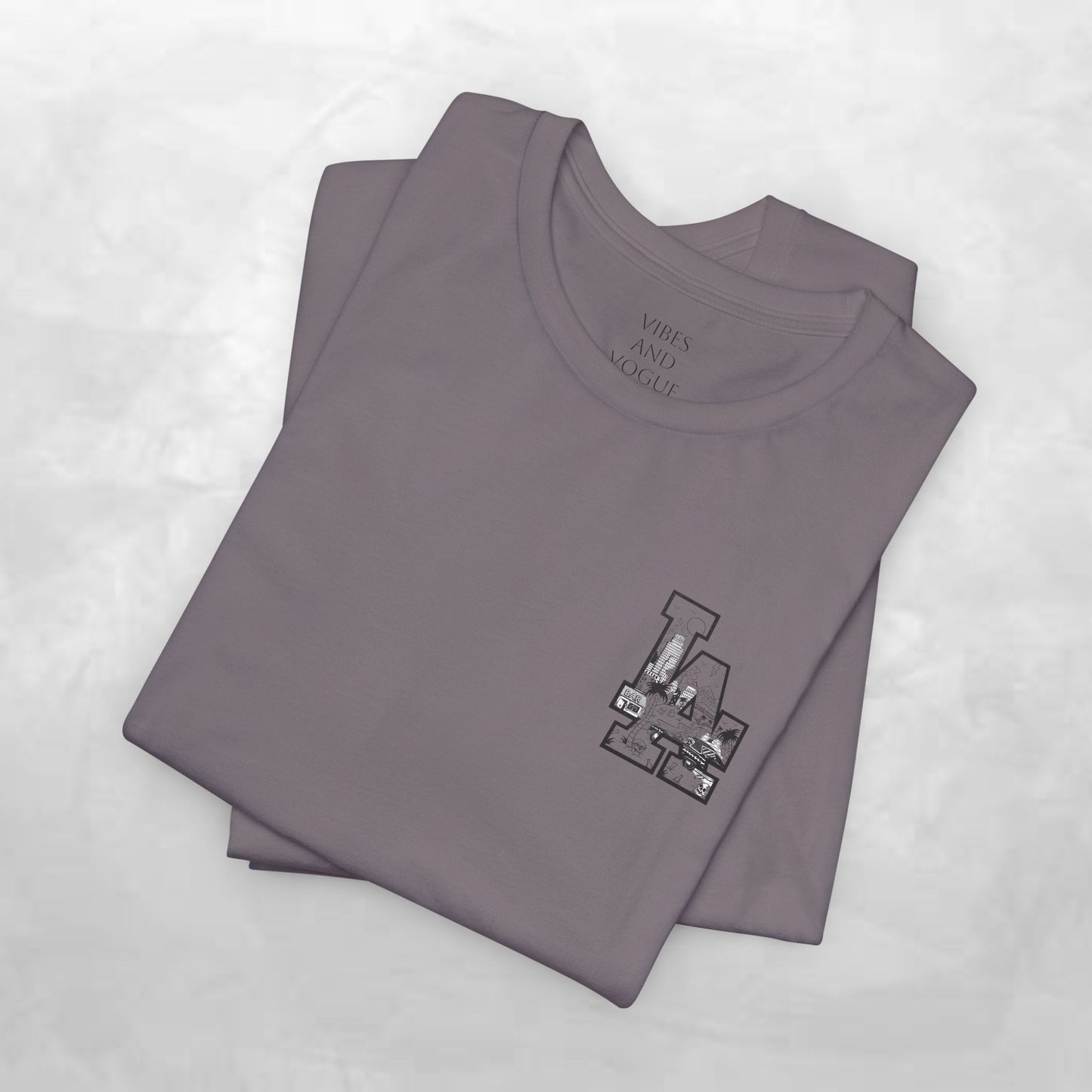 Minimalist Cityscape Pocket Tee — Small Black Line Art Chest Print