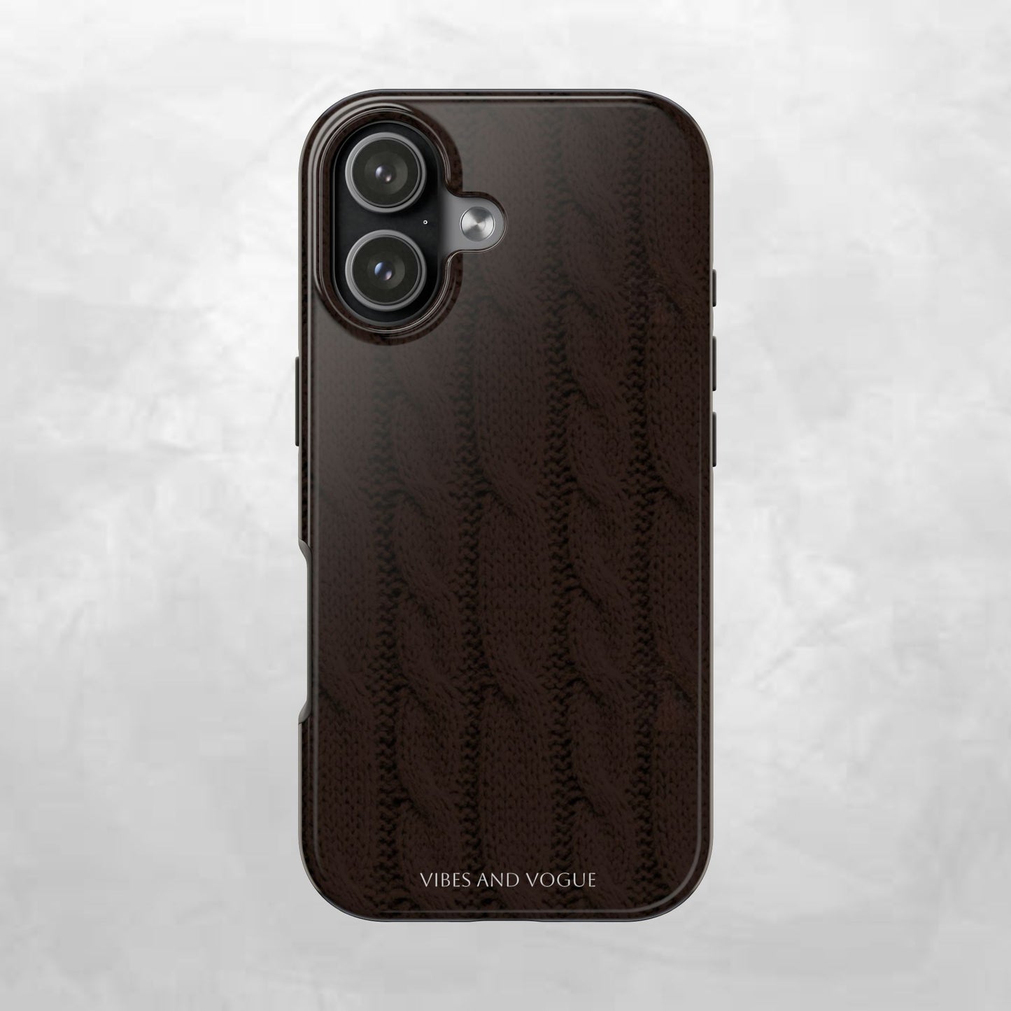 Cable Knit Chocolate Tough Phone Case — Vibes and Vogue Protective Cover