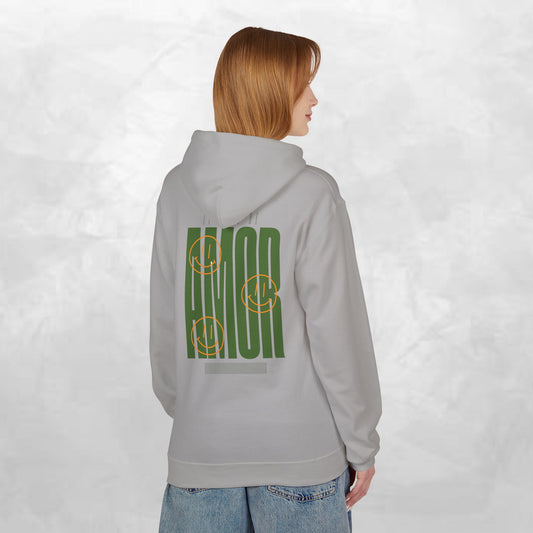Amor Graphic Hoodie — Green Vintage Script Love Design