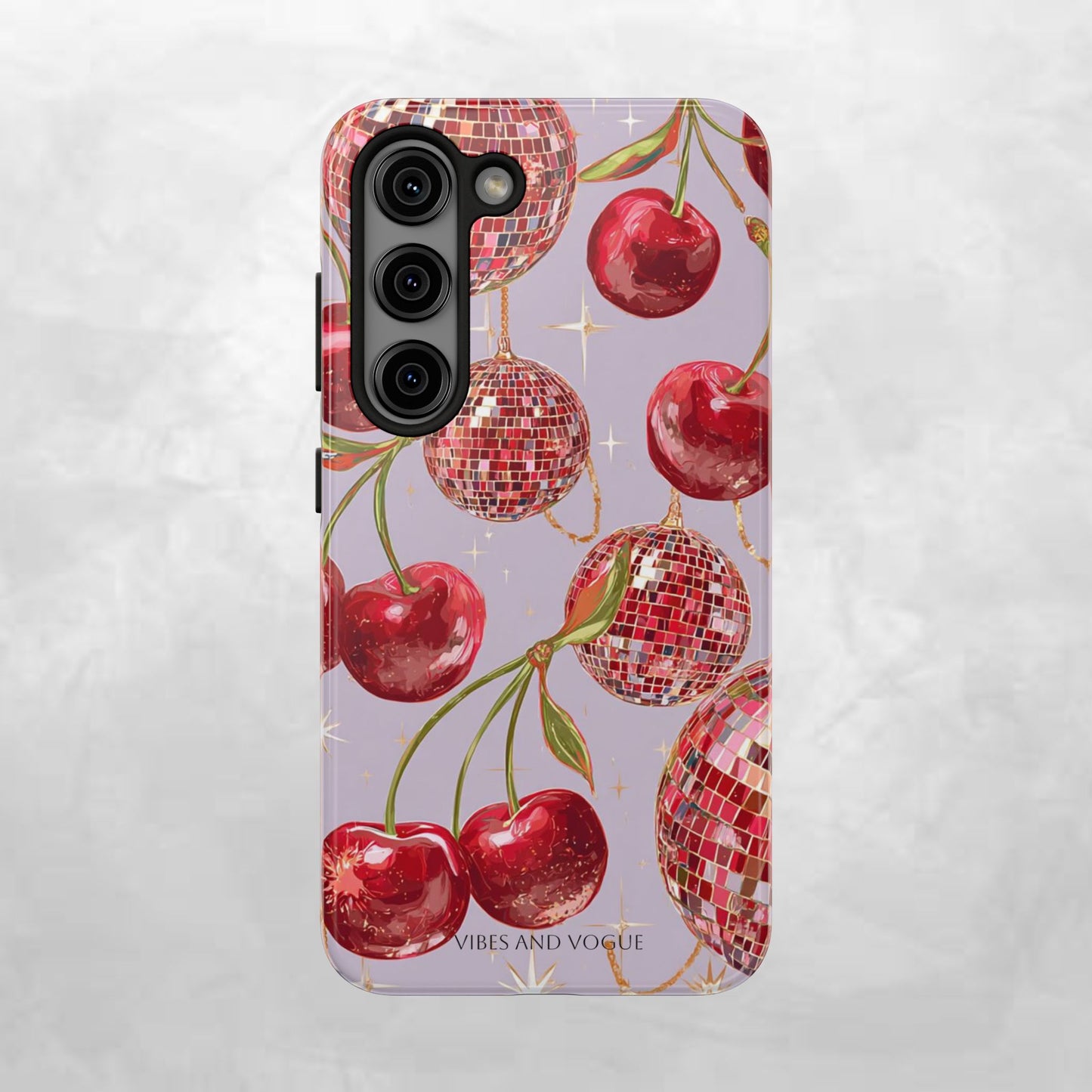 Disco Cherry Tough Phone Case — Retro Sparkle iPhone Protection
