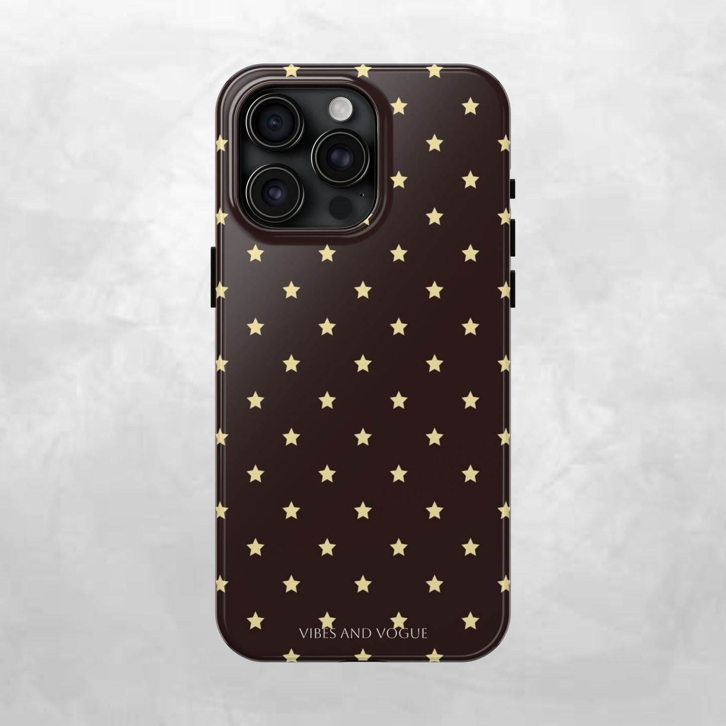 Star Pattern Tough Phone Case — Gold Stars on Chocolate Brown