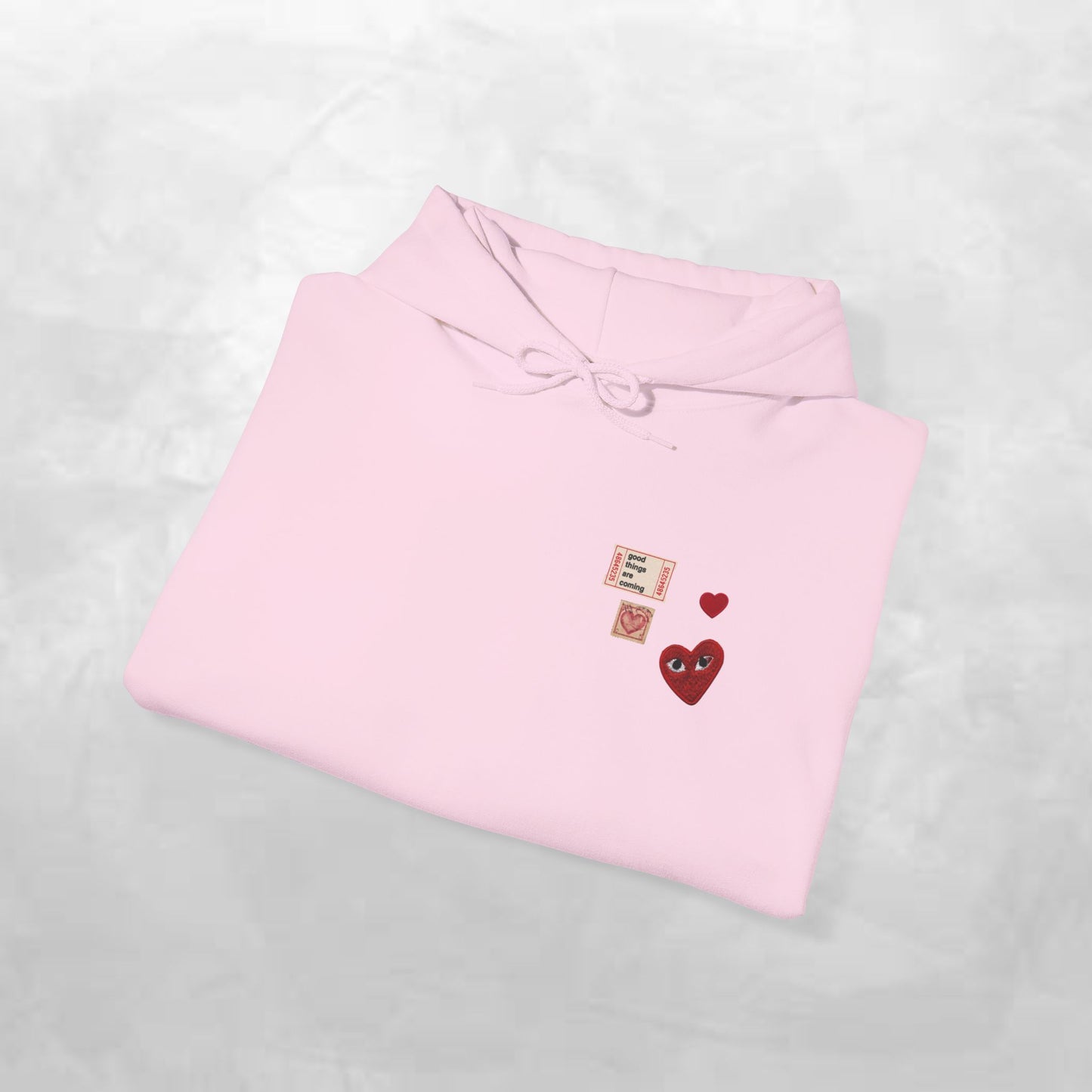 Hoodie — Tiny Vintage Valentine Hearts Chest Print