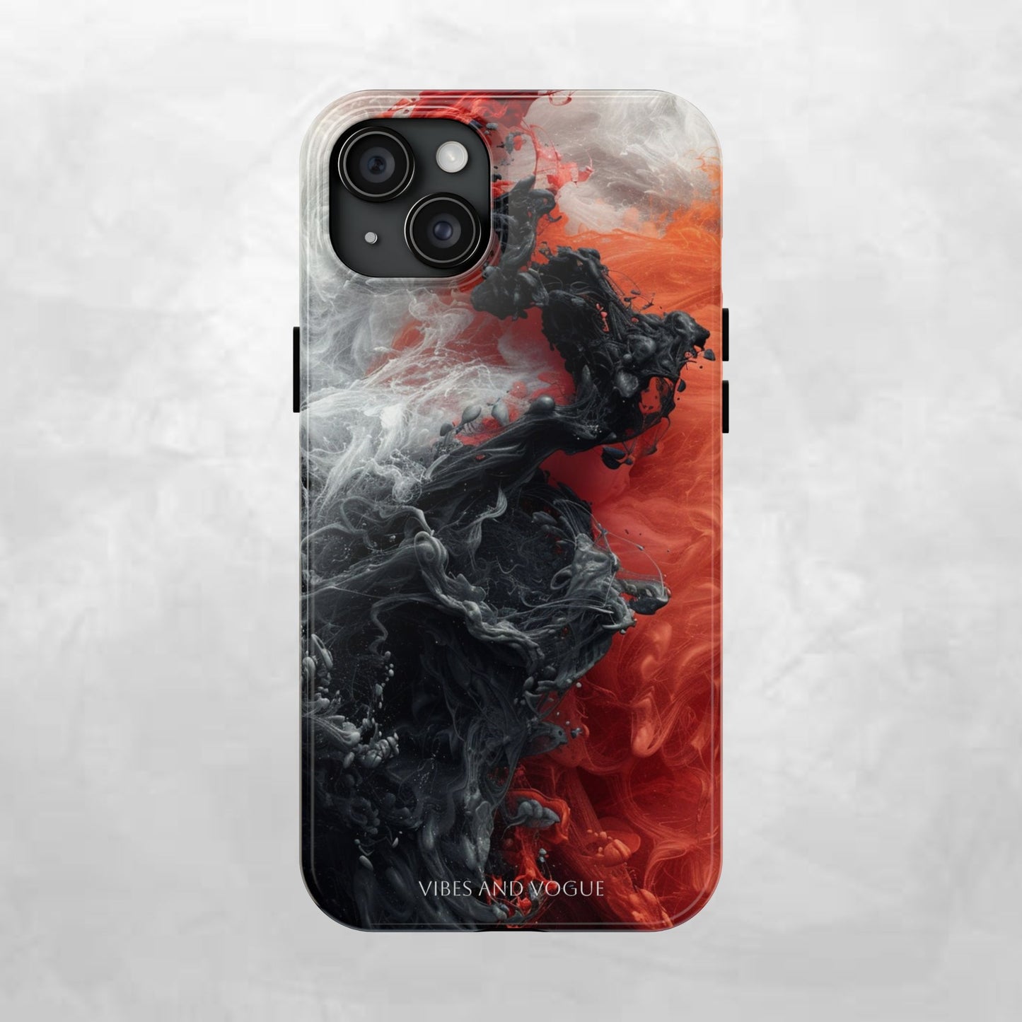Abstract Red & Black Smoke Tough Phone Case — Vibes and Vogue Protective Cover