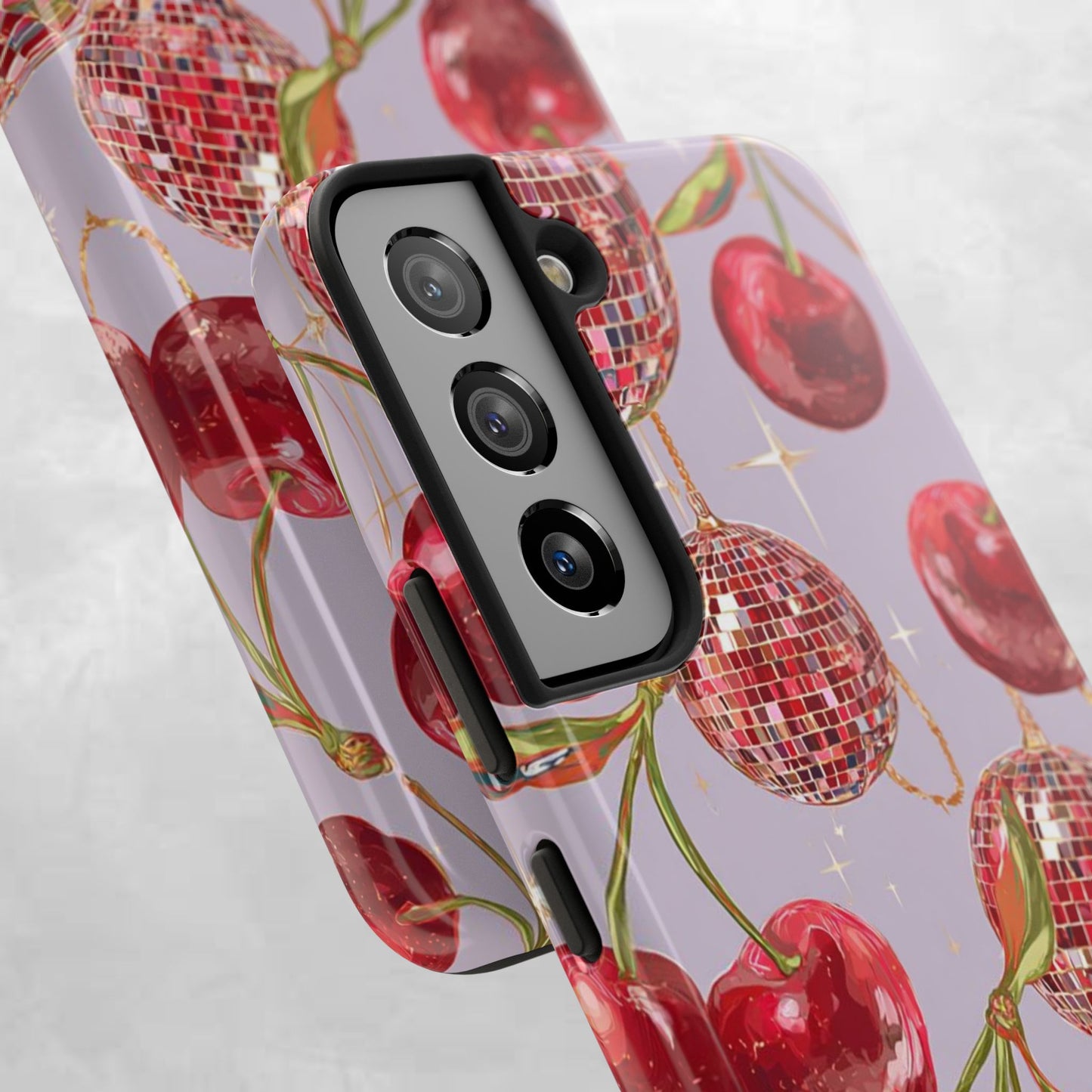 Disco Cherry Tough Phone Case — Retro Sparkle iPhone Protection