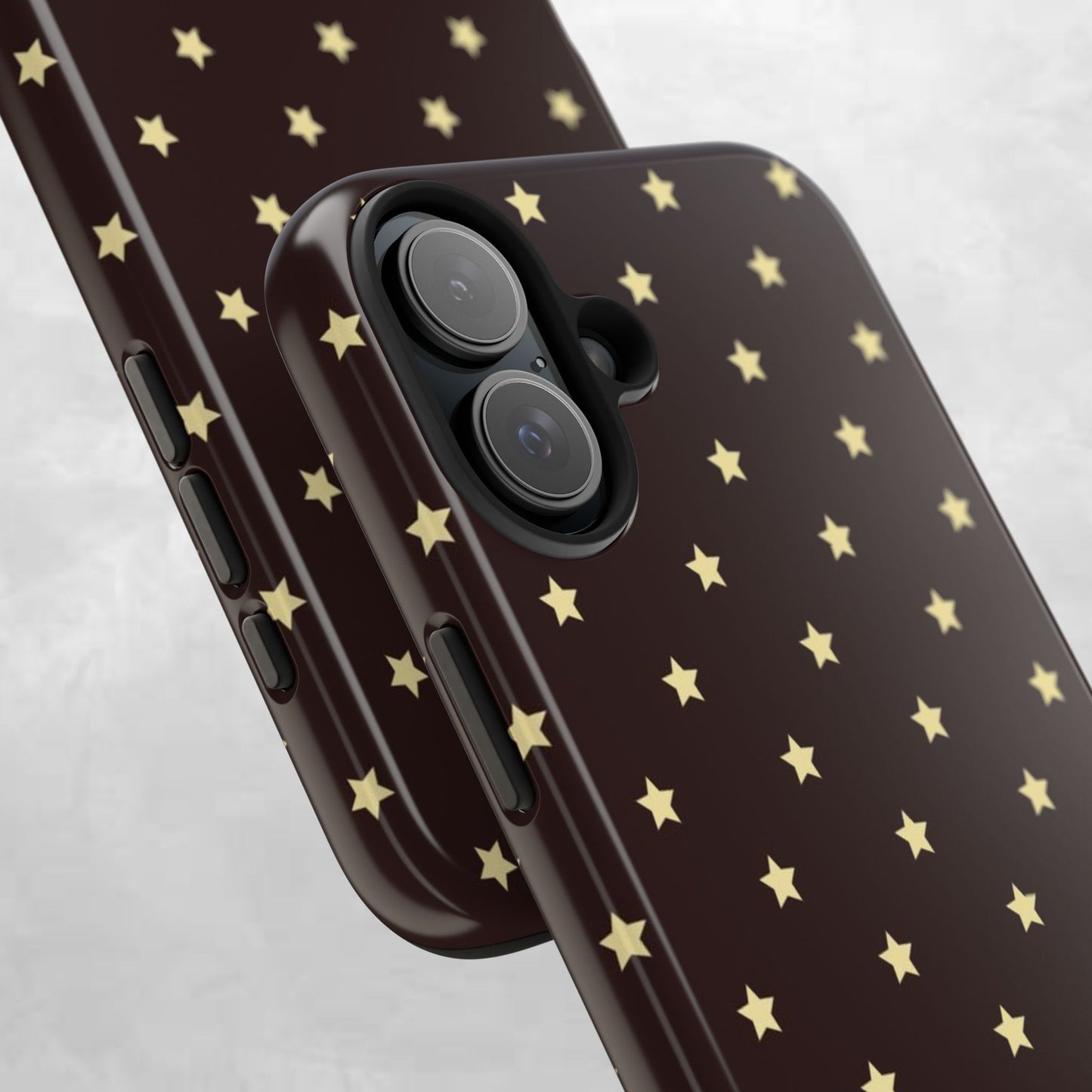 Star Pattern Tough Phone Case — Gold Stars on Chocolate Brown