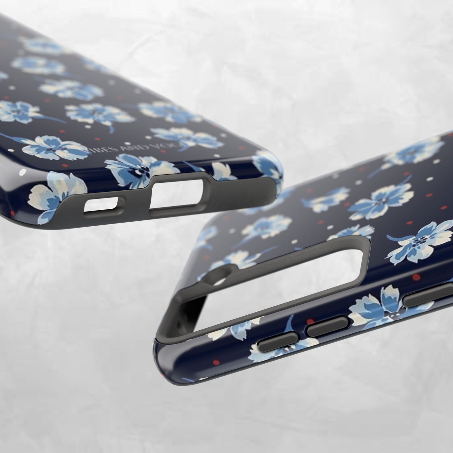 Floral Navy Tough Phone Case — Blue Blossom Protective Phone Cover