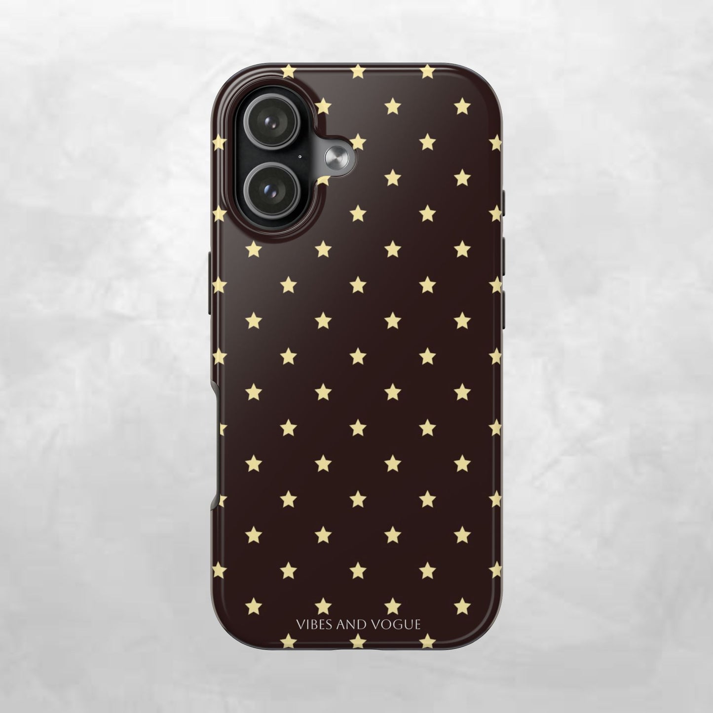 Star Pattern Tough Phone Case — Gold Stars on Chocolate Brown