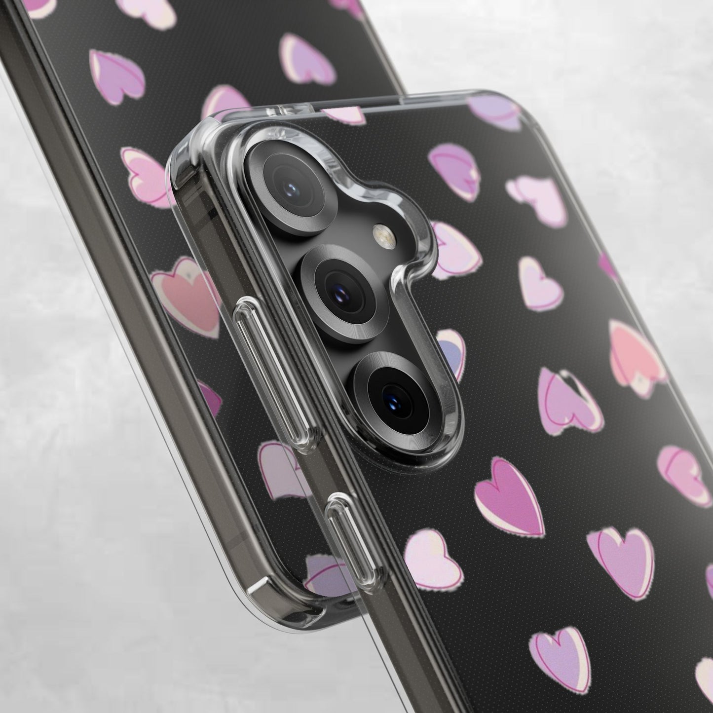 Heart Pattern Clear Case, Cute Phone Cover, Valentine's Day Gift, Trendy Phone Accessory, Love Theme Case