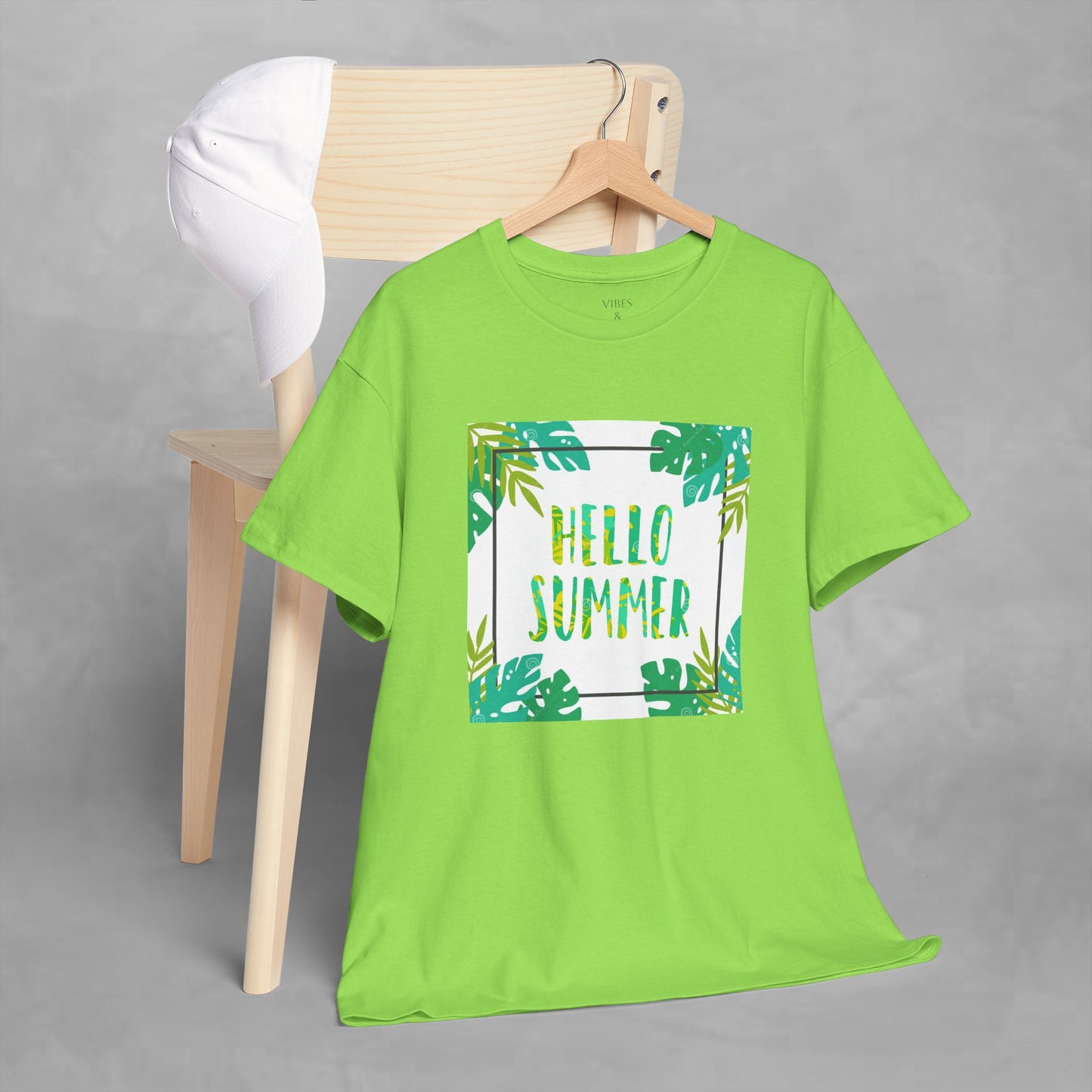 Hello Summer Unisex Heavy Cotton Tee – Tropical Vibe Summer Shirt
