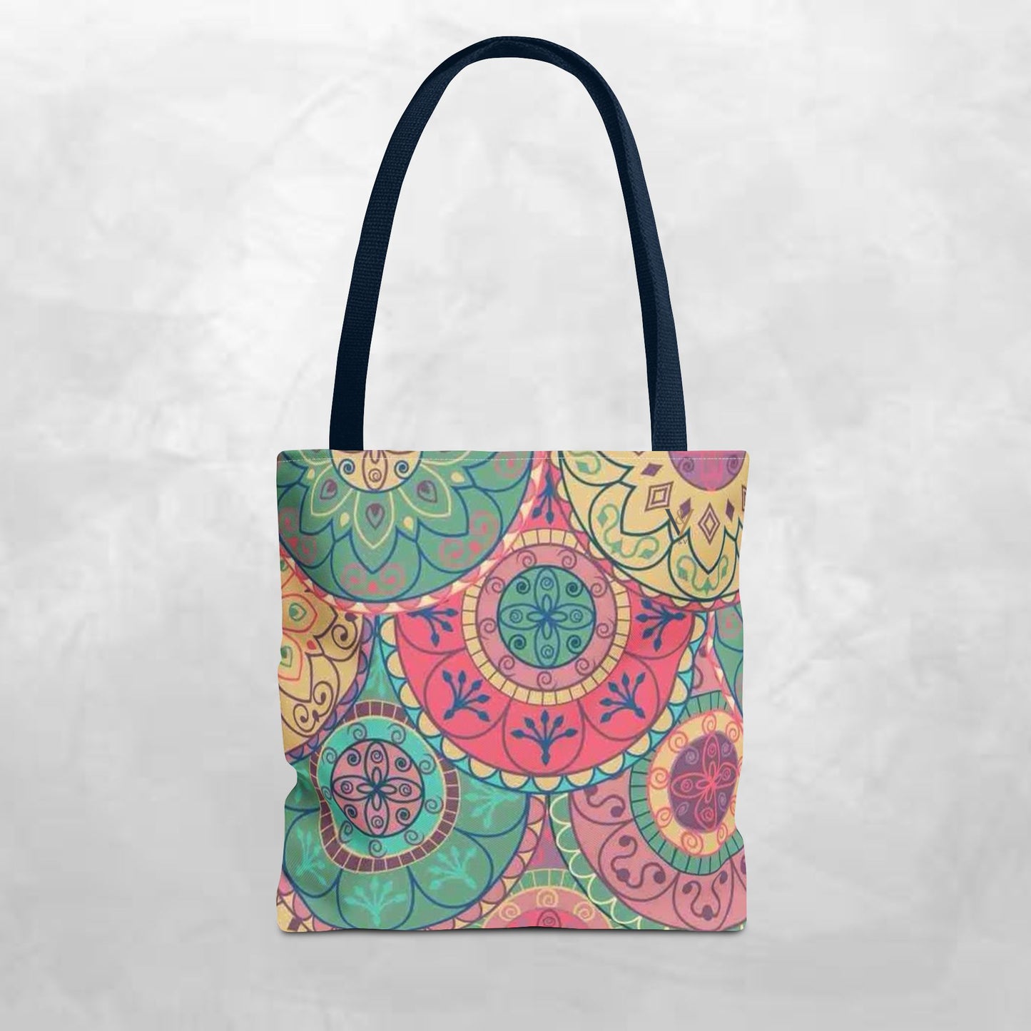Vibrant Mandala Tote Bag, Boho Chic Carrying Bag, Eco-Friendly Shopping Tote, Gypsy Style Grocery Bag, Summer Festival Accessory
