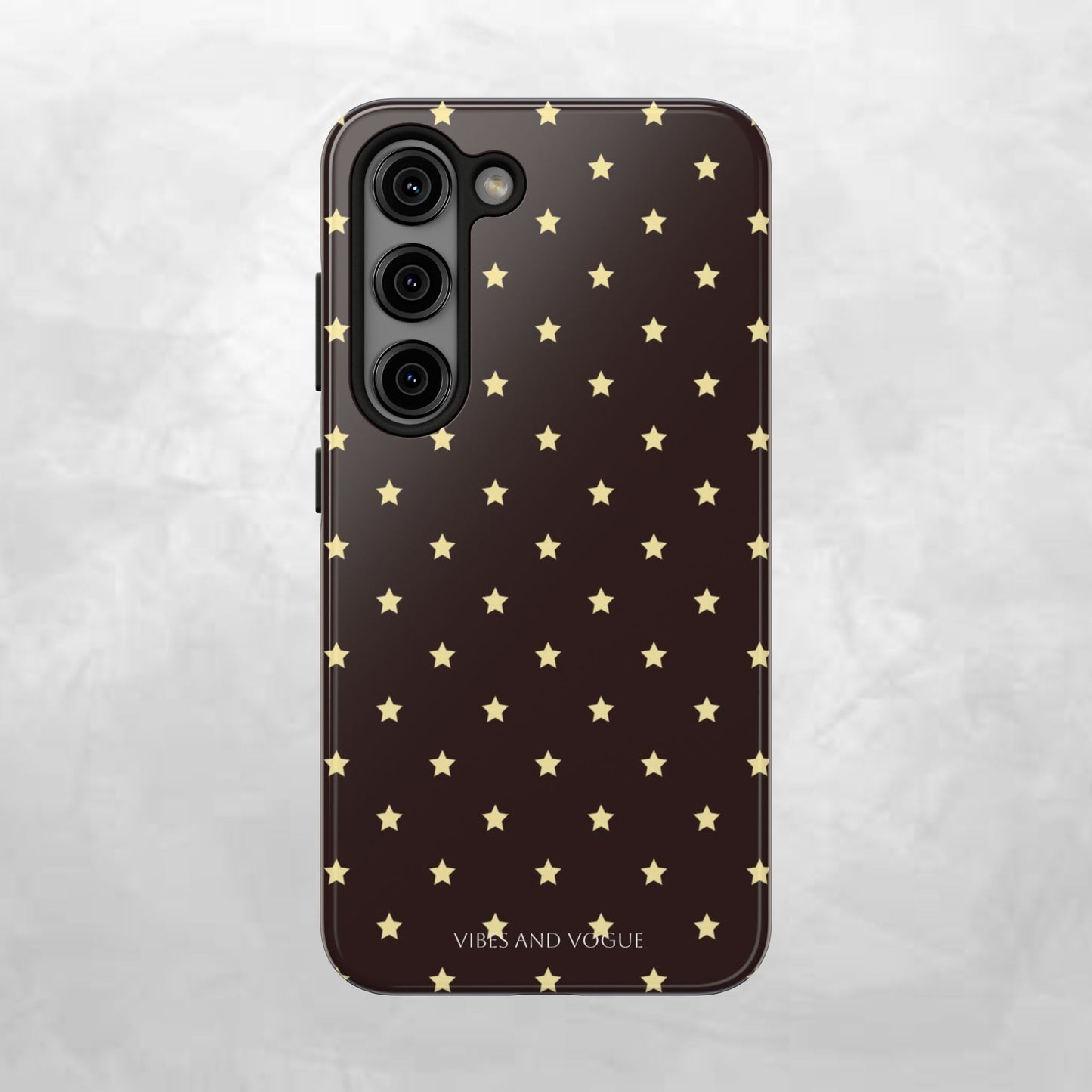 Star Pattern Tough Phone Case — Gold Stars on Chocolate Brown