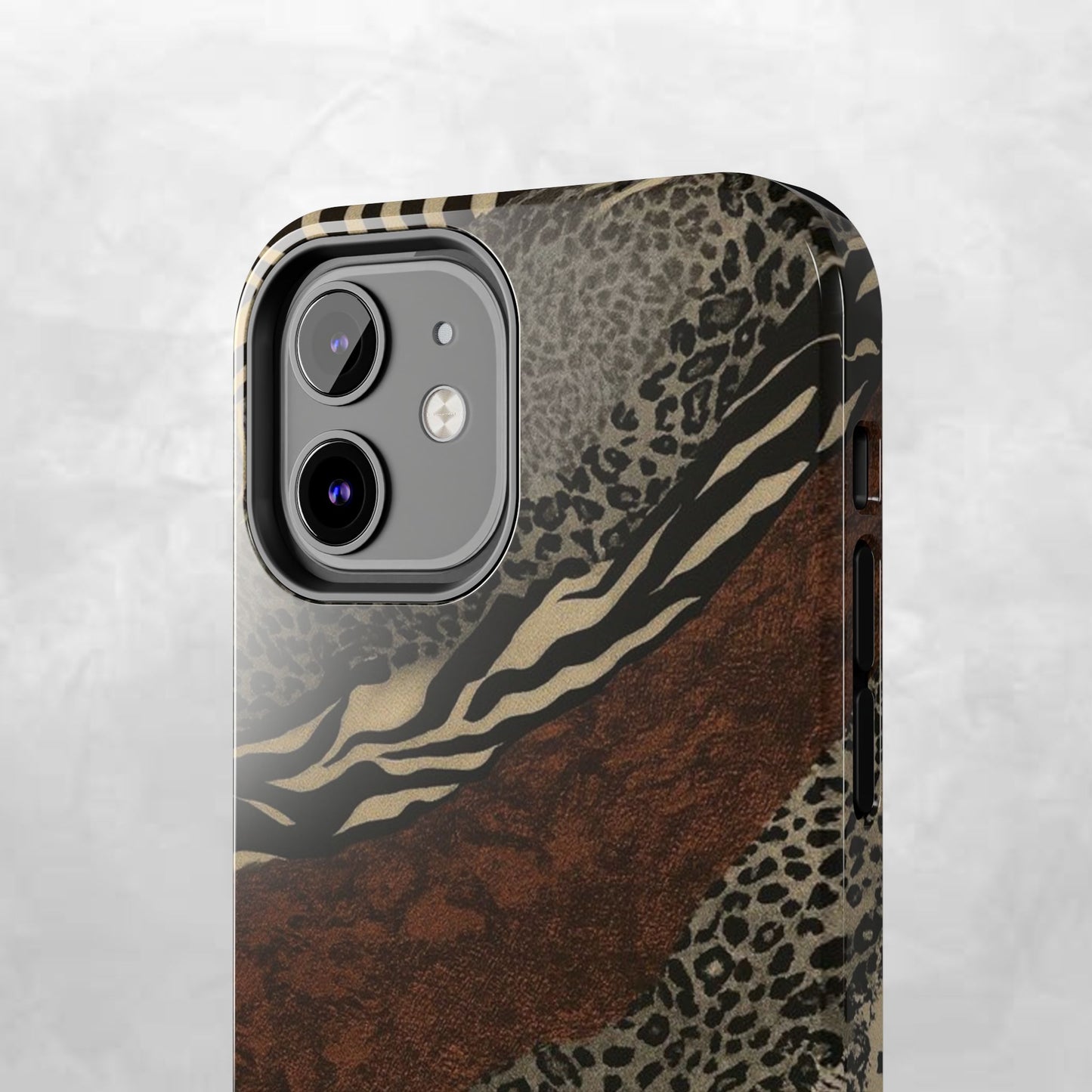 Safari Patchwork Tough Phone Case — Brown Leopard & Zebra Animal Print